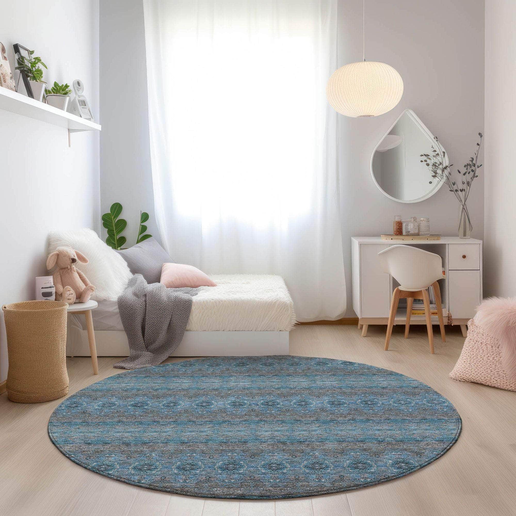 Machine Made ACN615 Teal Rugs