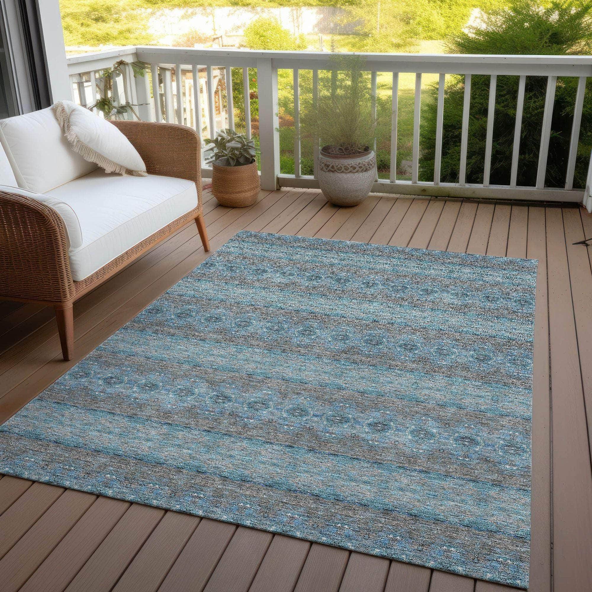 Machine Made ACN615 Teal Rugs
