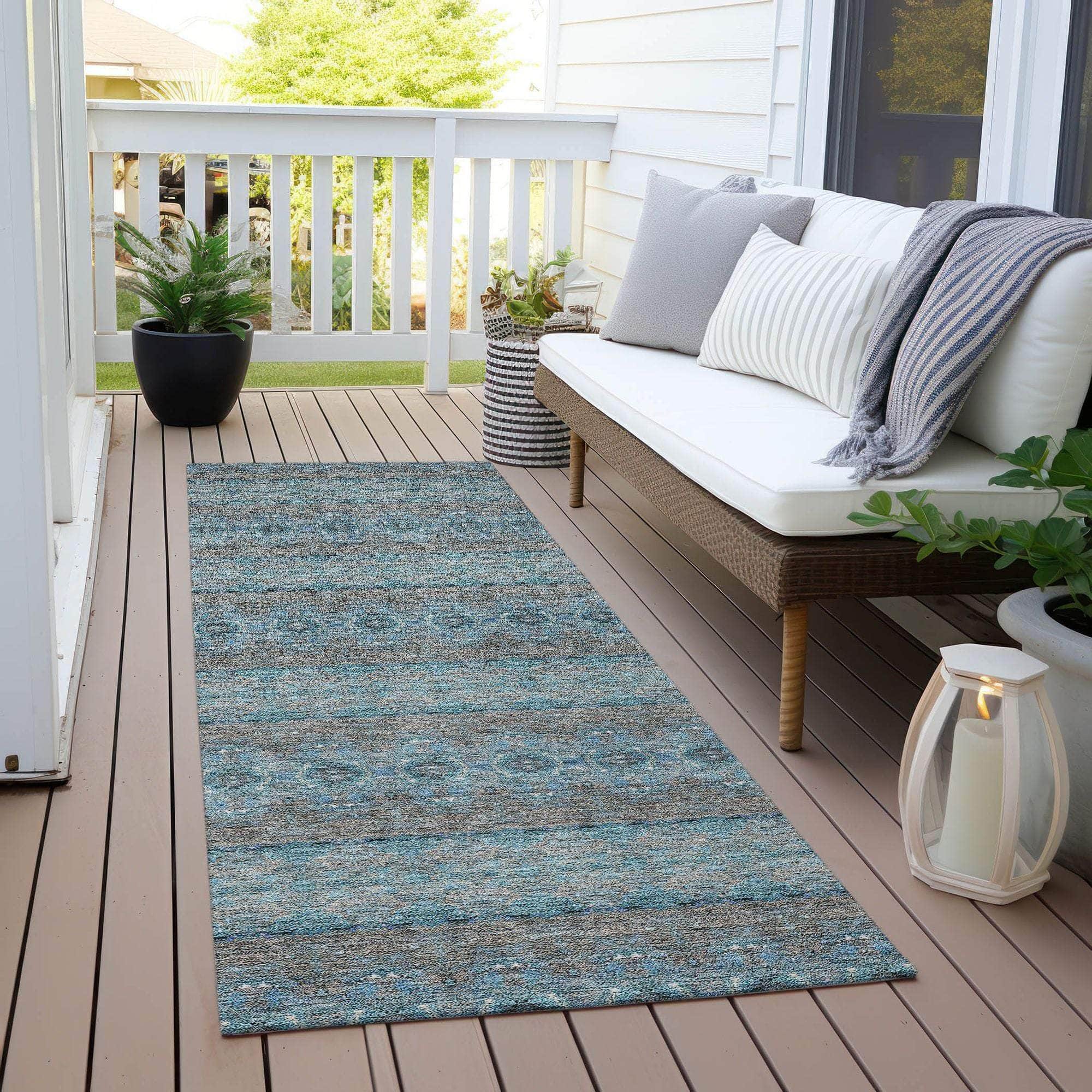 Machine Made ACN615 Teal Rugs