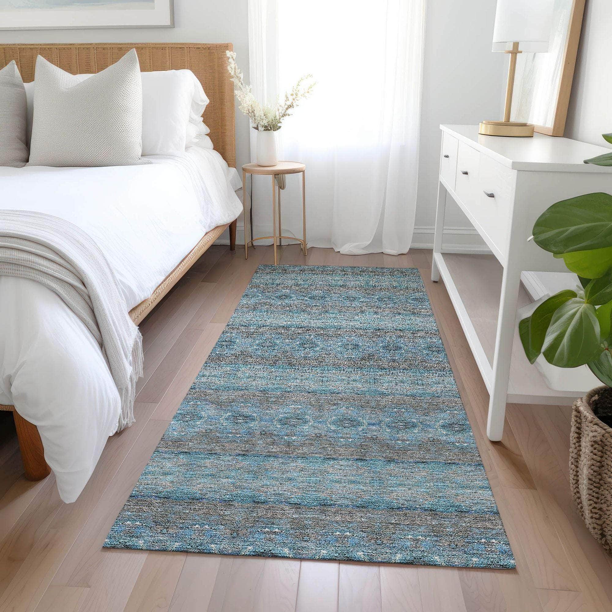 Machine Made ACN615 Teal Rugs