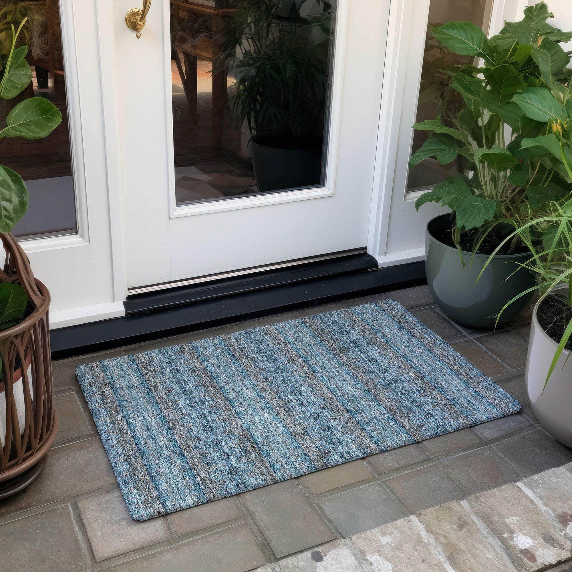 Machine Made ACN615 Teal Rugs