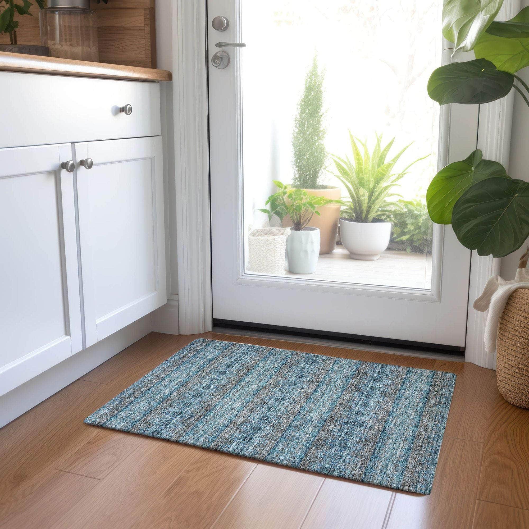 Machine Made ACN615 Teal Rugs