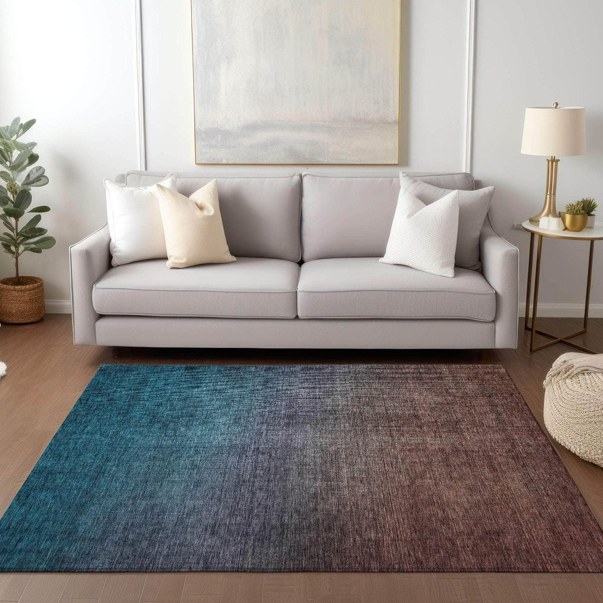 Machine Made ACN587 Teal Rugs