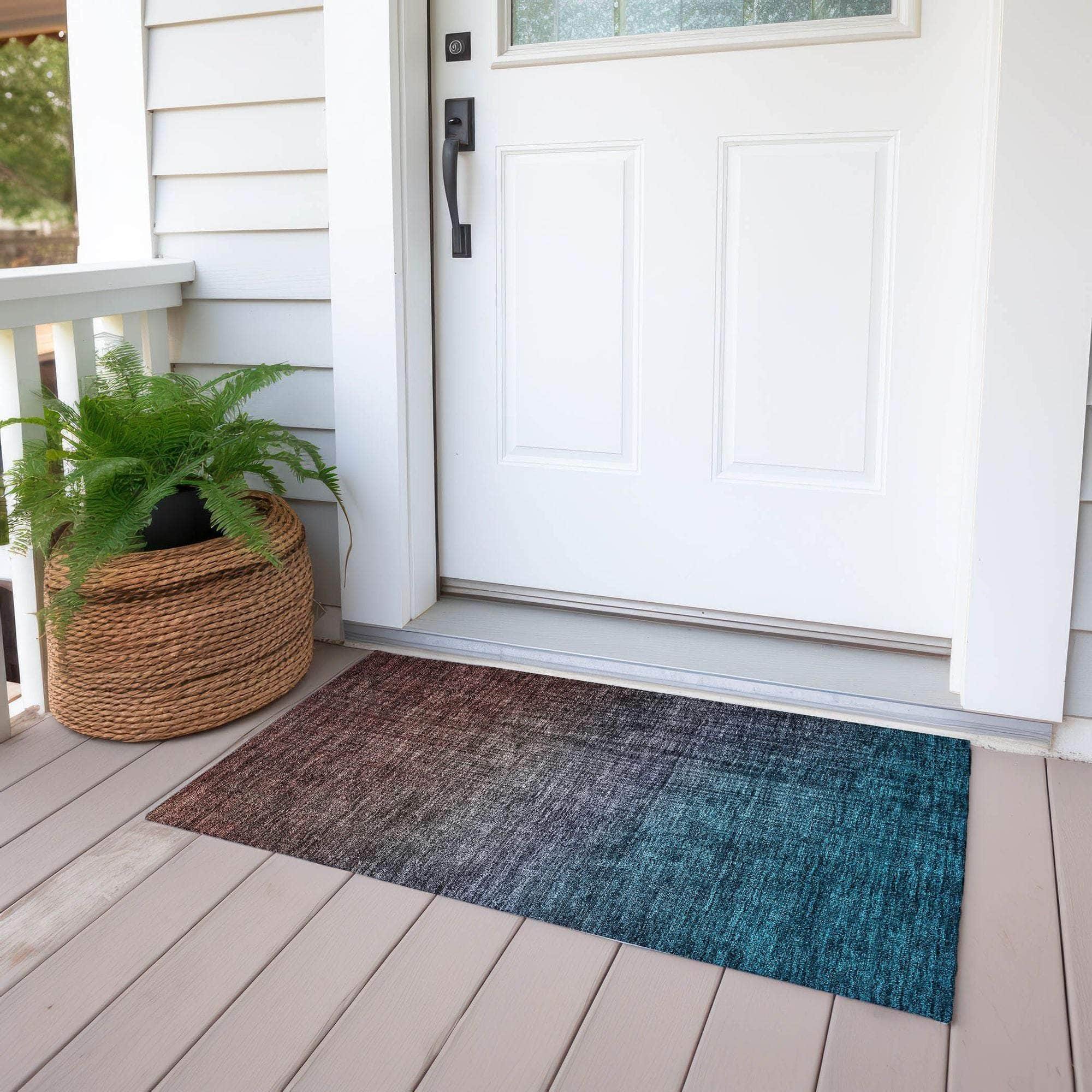 Machine Made ACN587 Teal Rugs