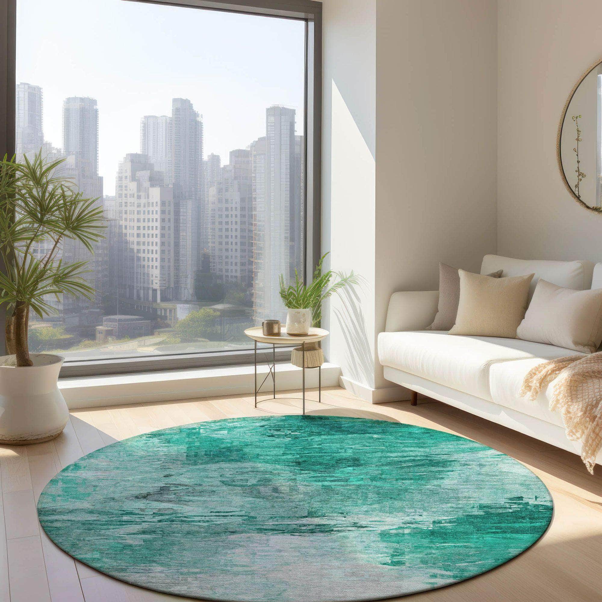 Machine Made ACN595 Teal Rugs