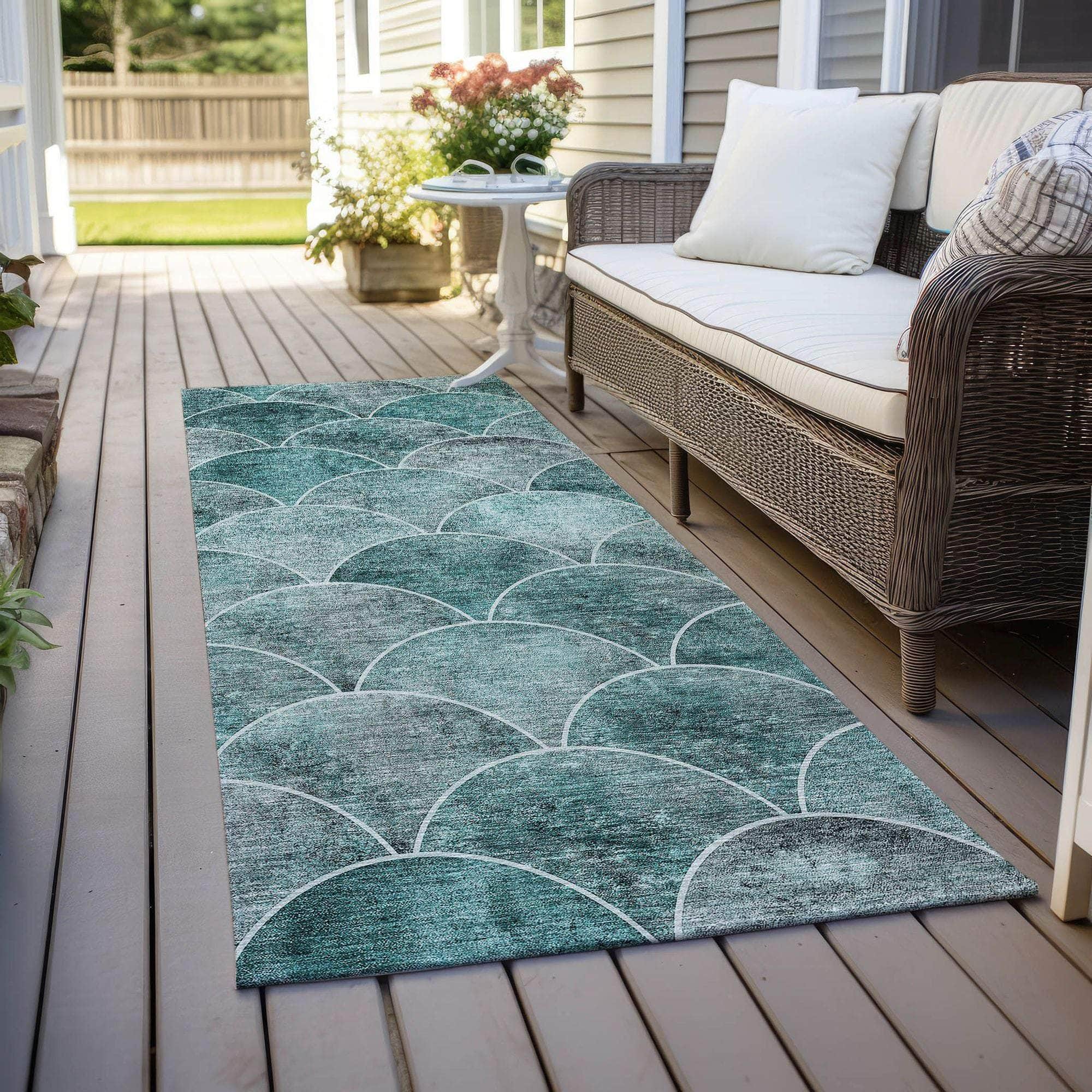 Machine Made ACN594 Teal Rugs