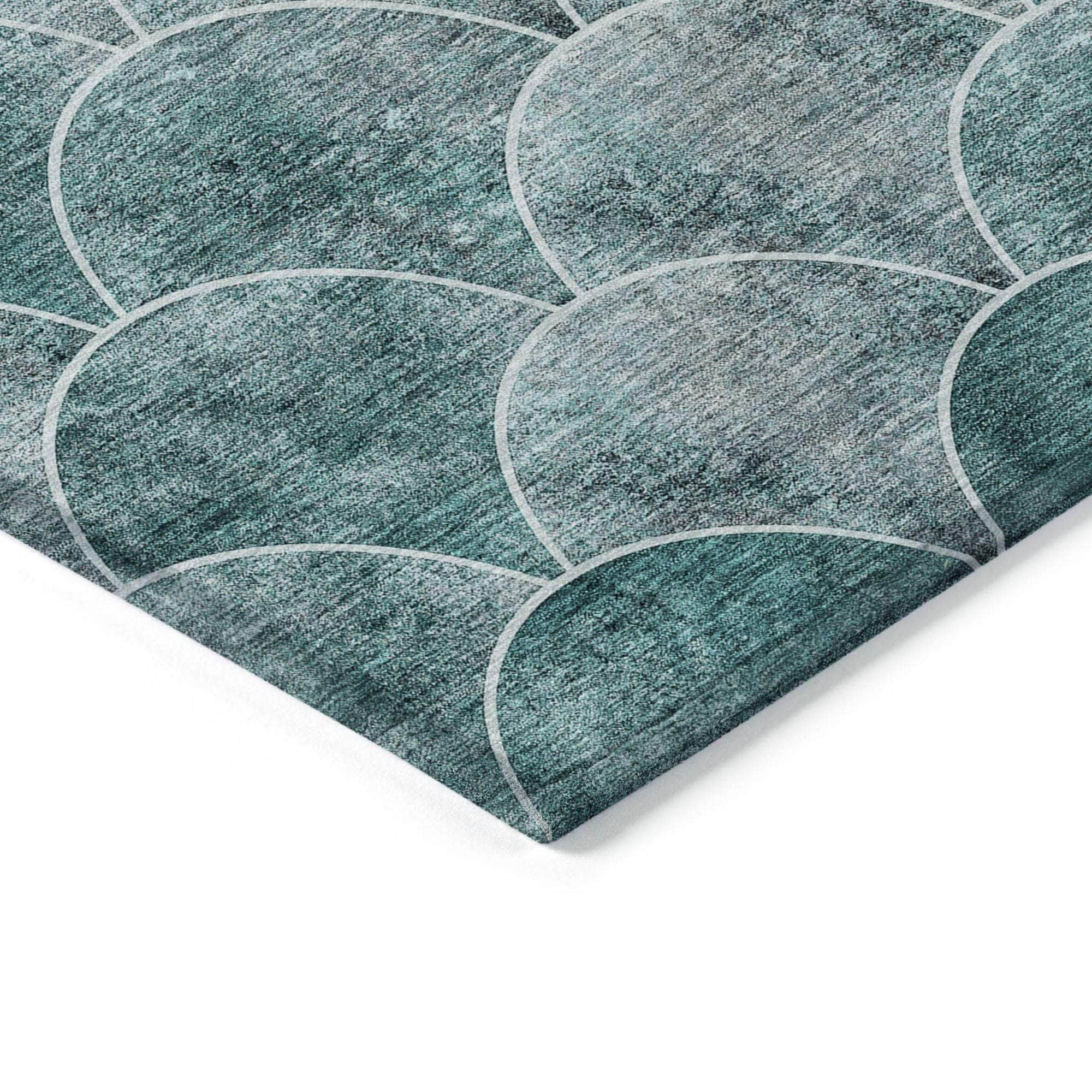 Machine Made ACN594 Teal Rugs