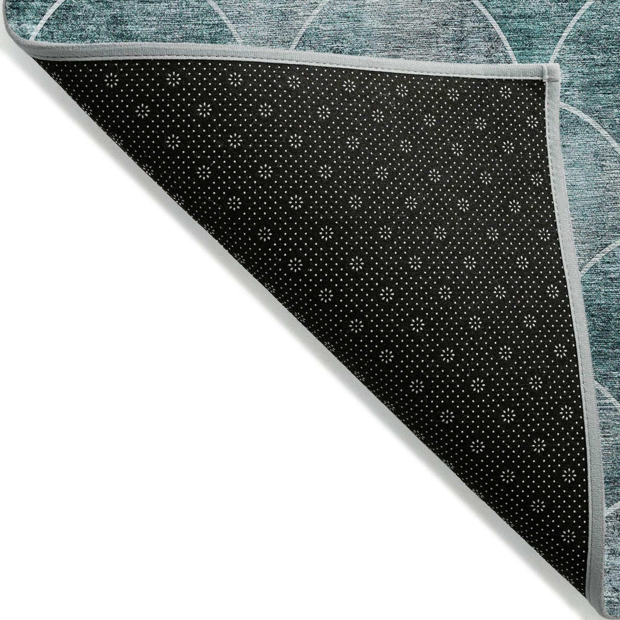 Machine Made ACN594 Teal Rugs
