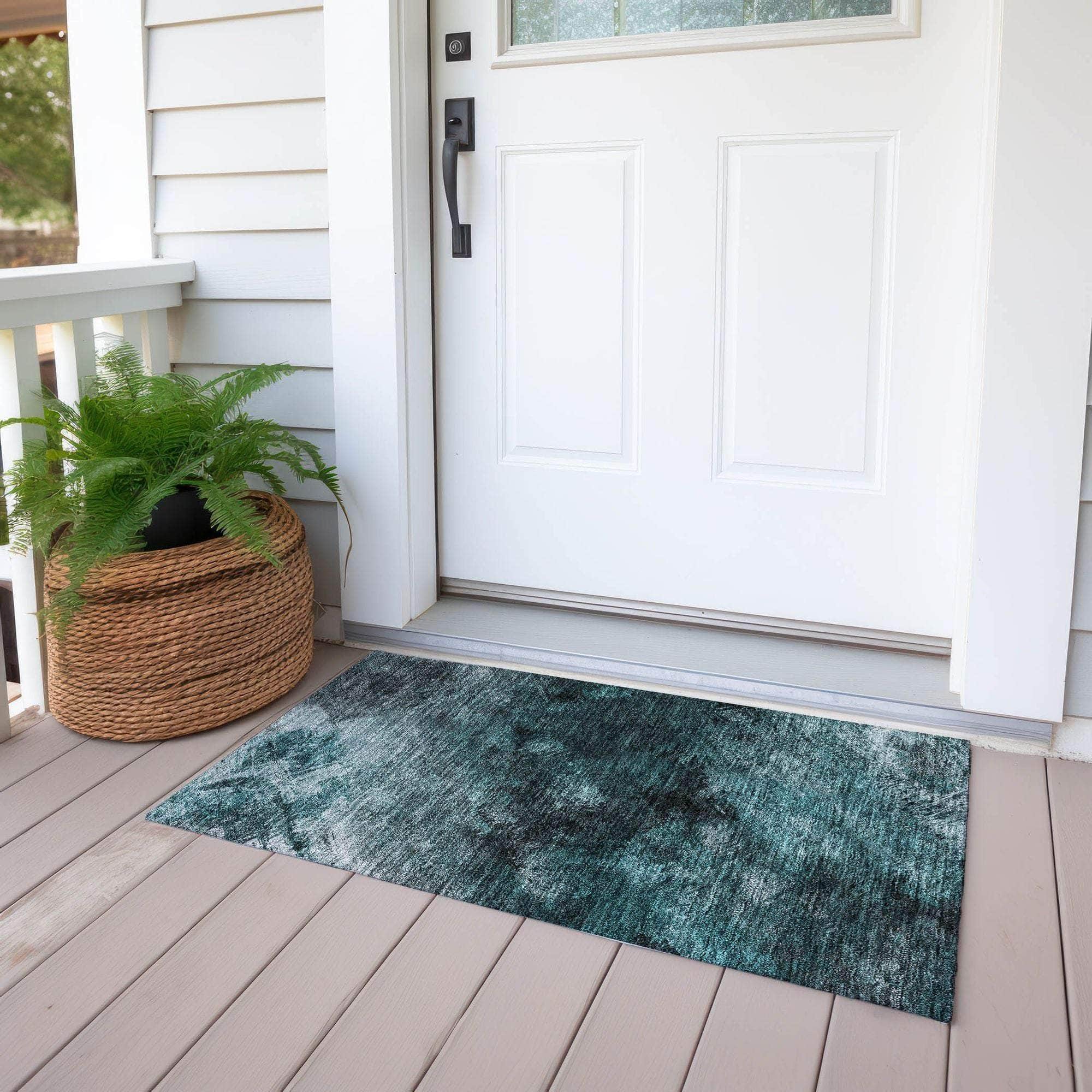 Machine Made ACN590 Teal Rugs