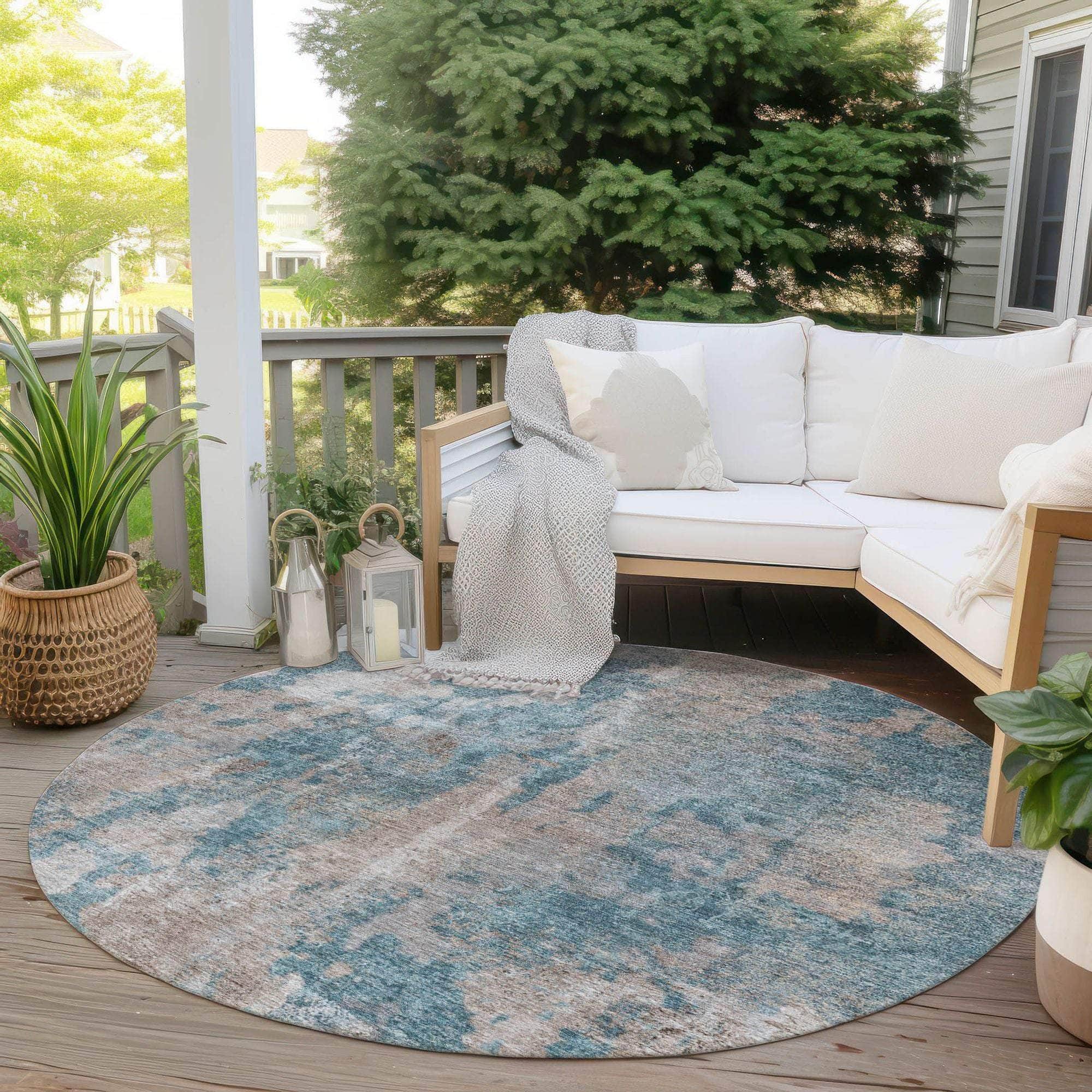 Machine Made ACN573 Teal Rugs