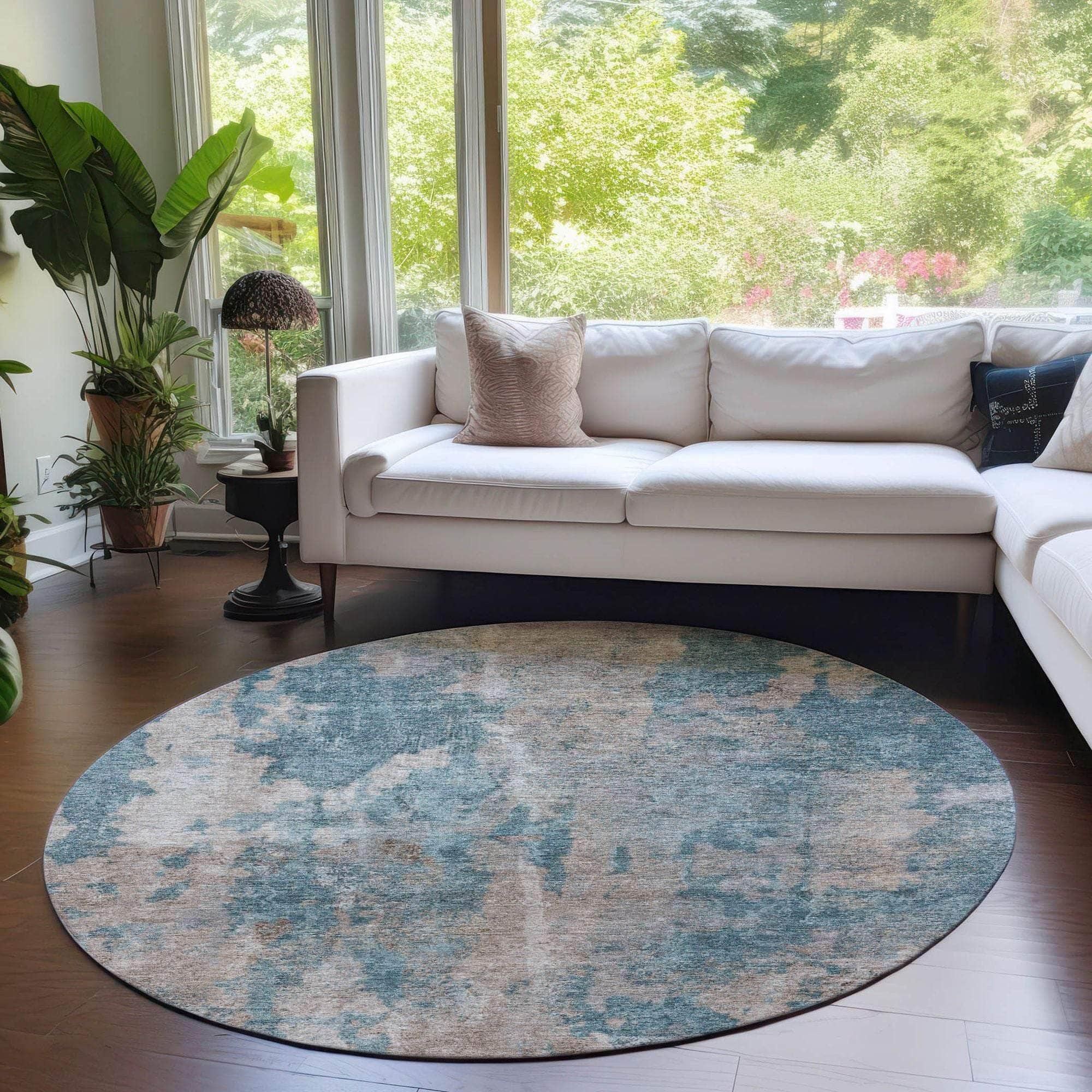 Machine Made ACN573 Teal Rugs