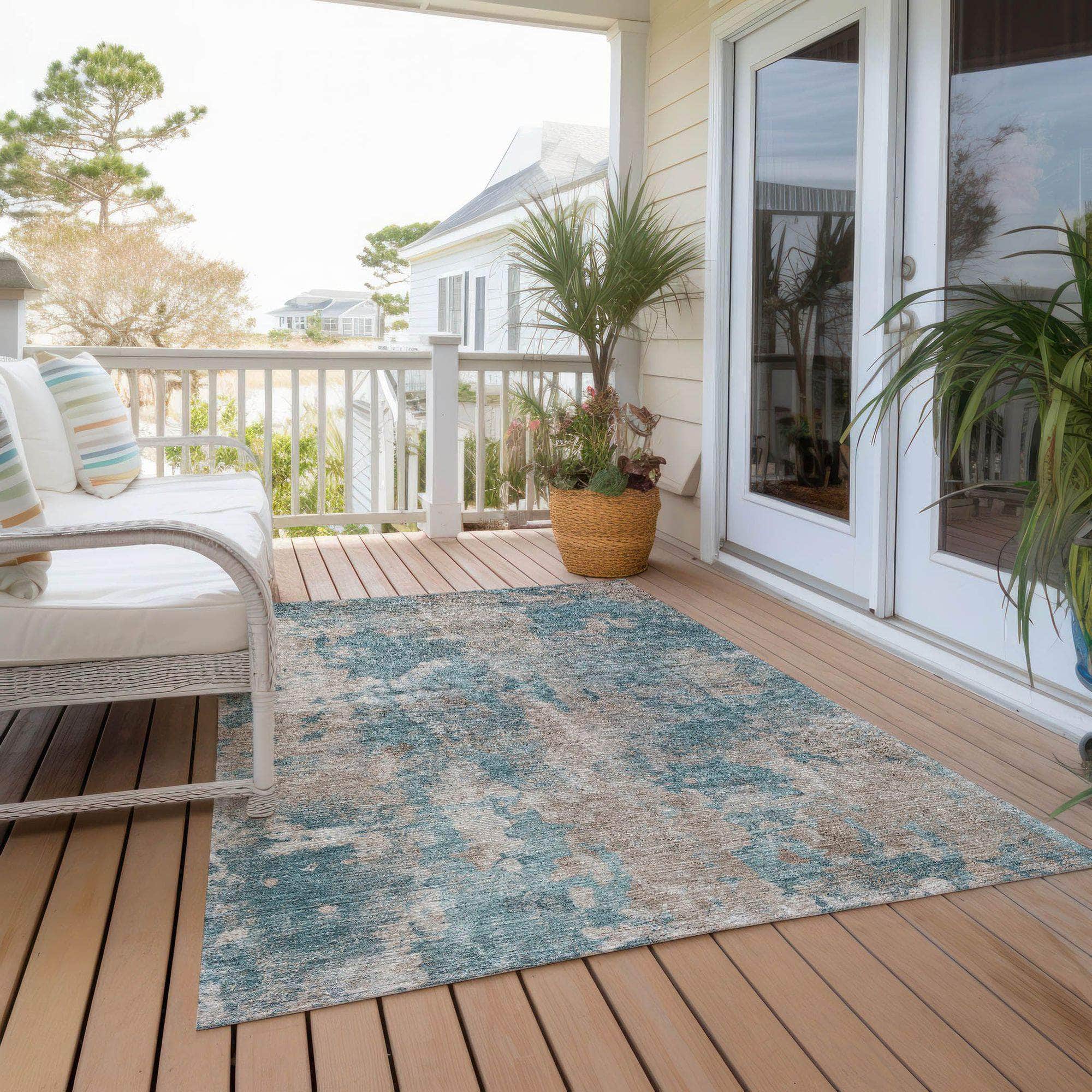 Machine Made ACN573 Teal Rugs