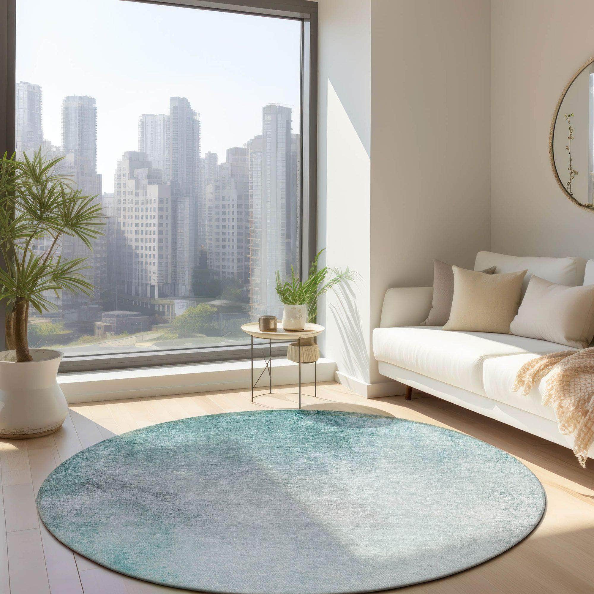 Machine Made ACN601 Teal Rugs