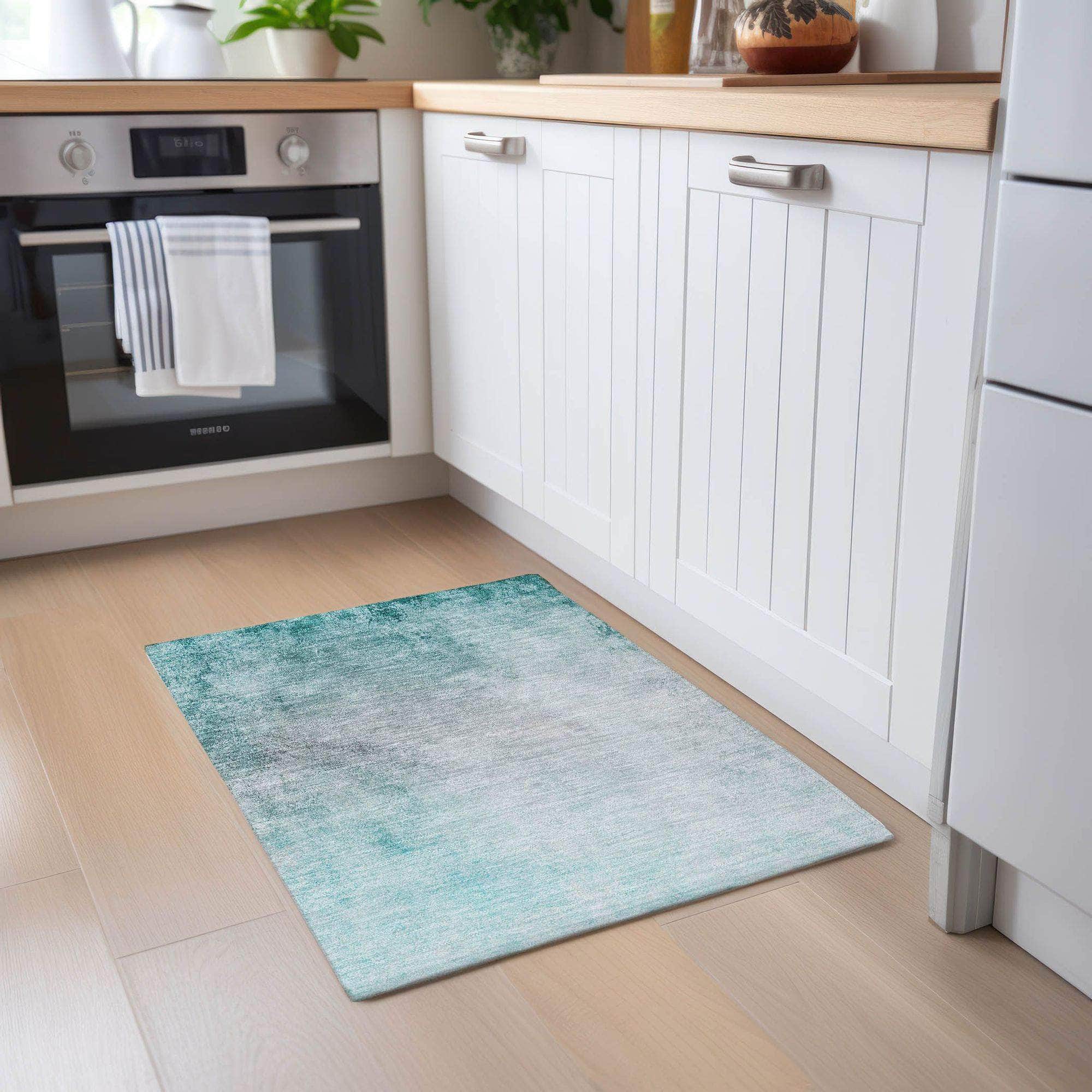 Machine Made ACN601 Teal Rugs