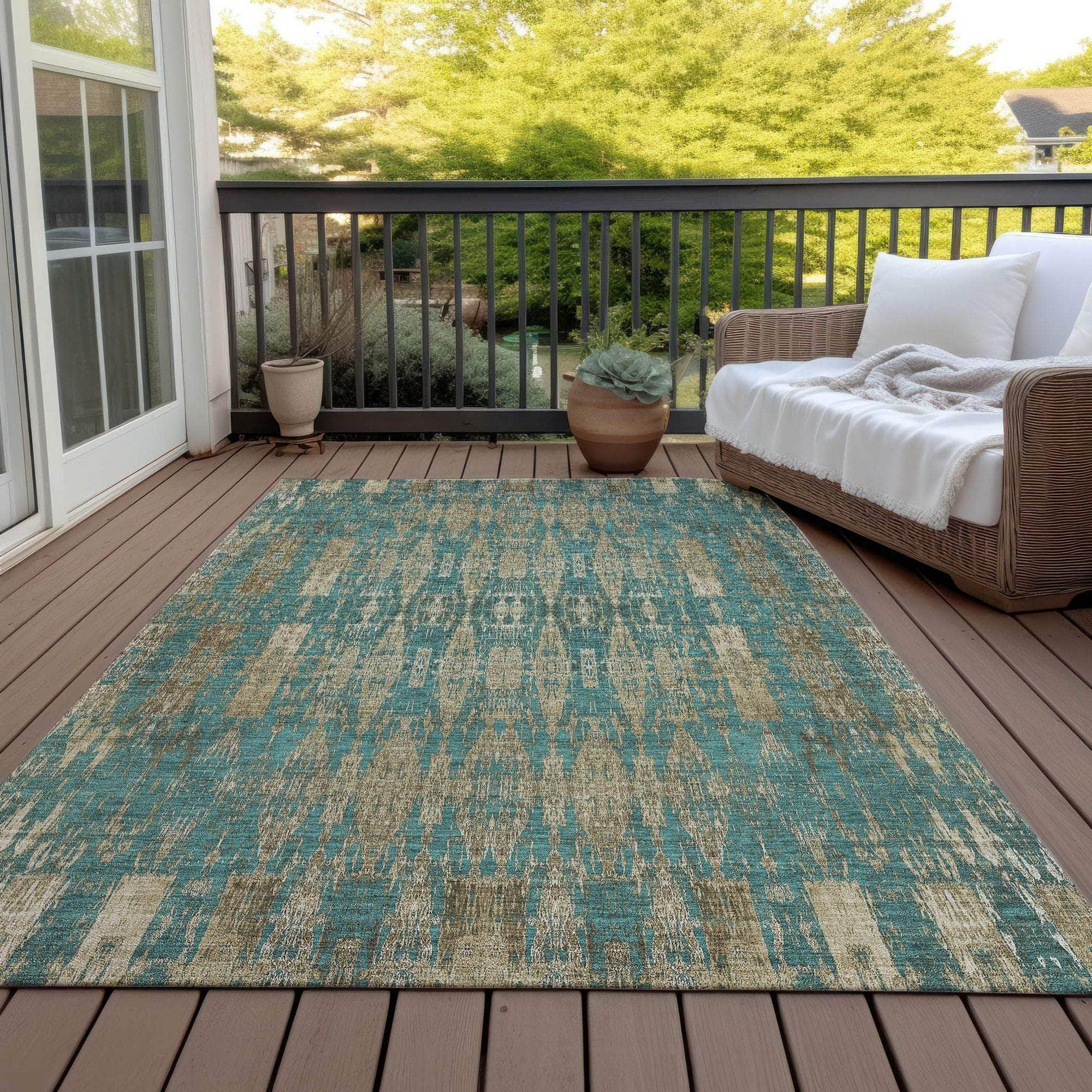 Machine Made ACN580 Teal Rugs