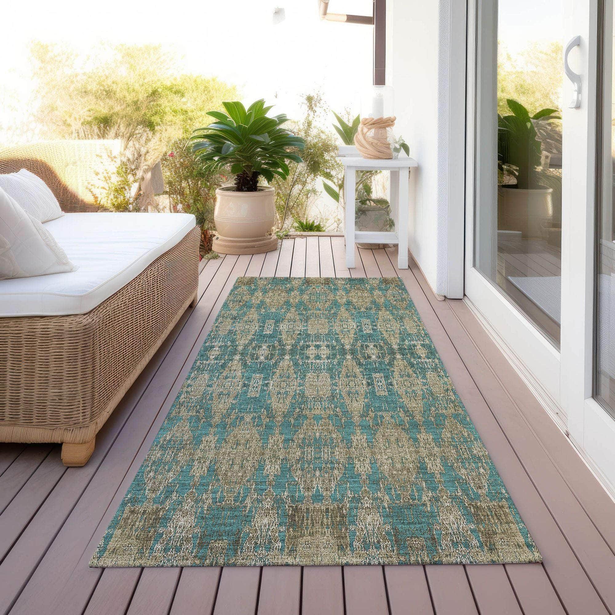 Machine Made ACN580 Teal Rugs