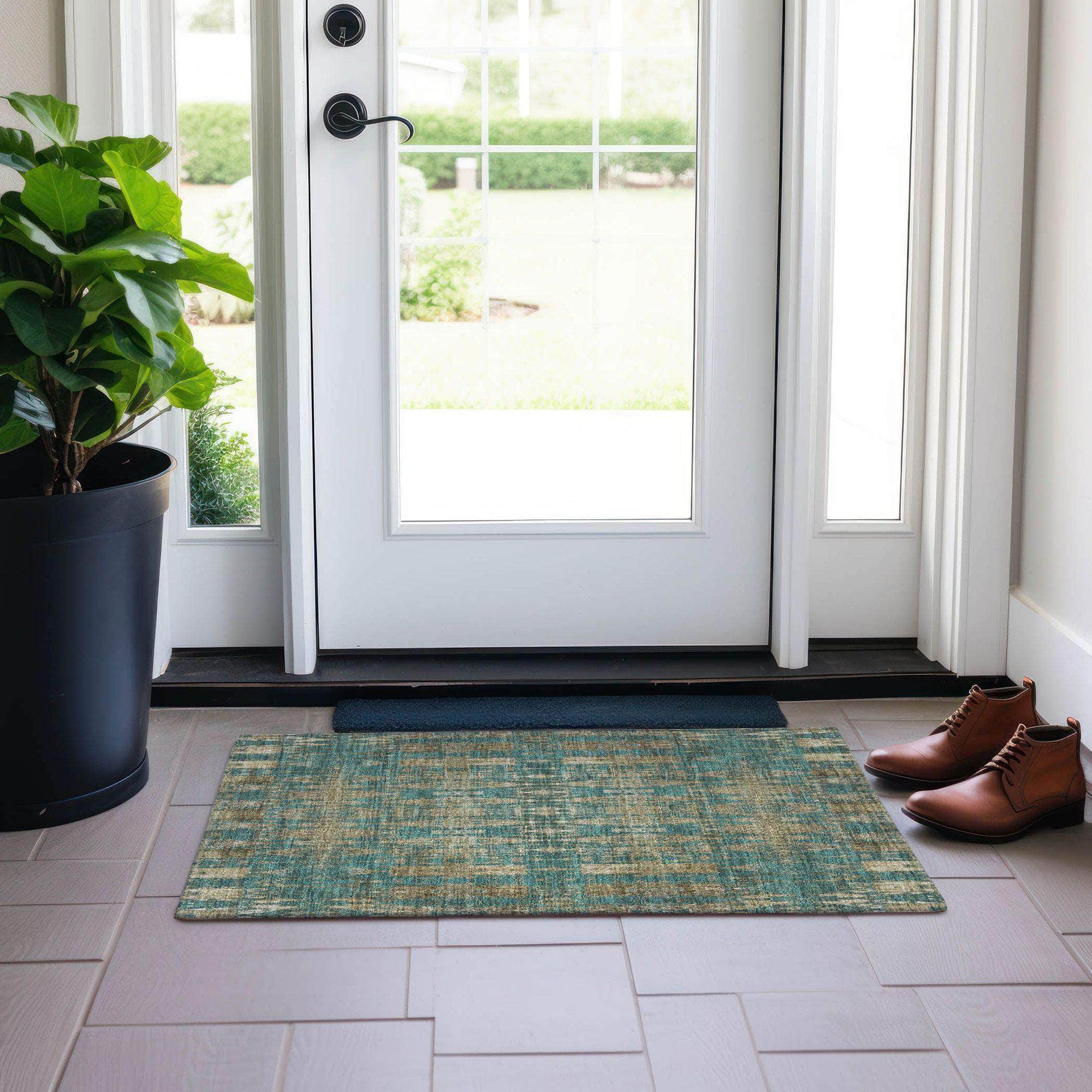 Machine Made ACN580 Teal Rugs