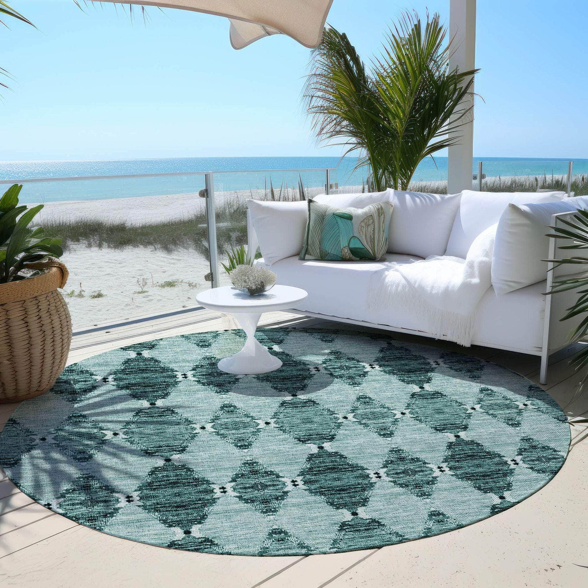 Machine Made ACN610 Teal Rugs