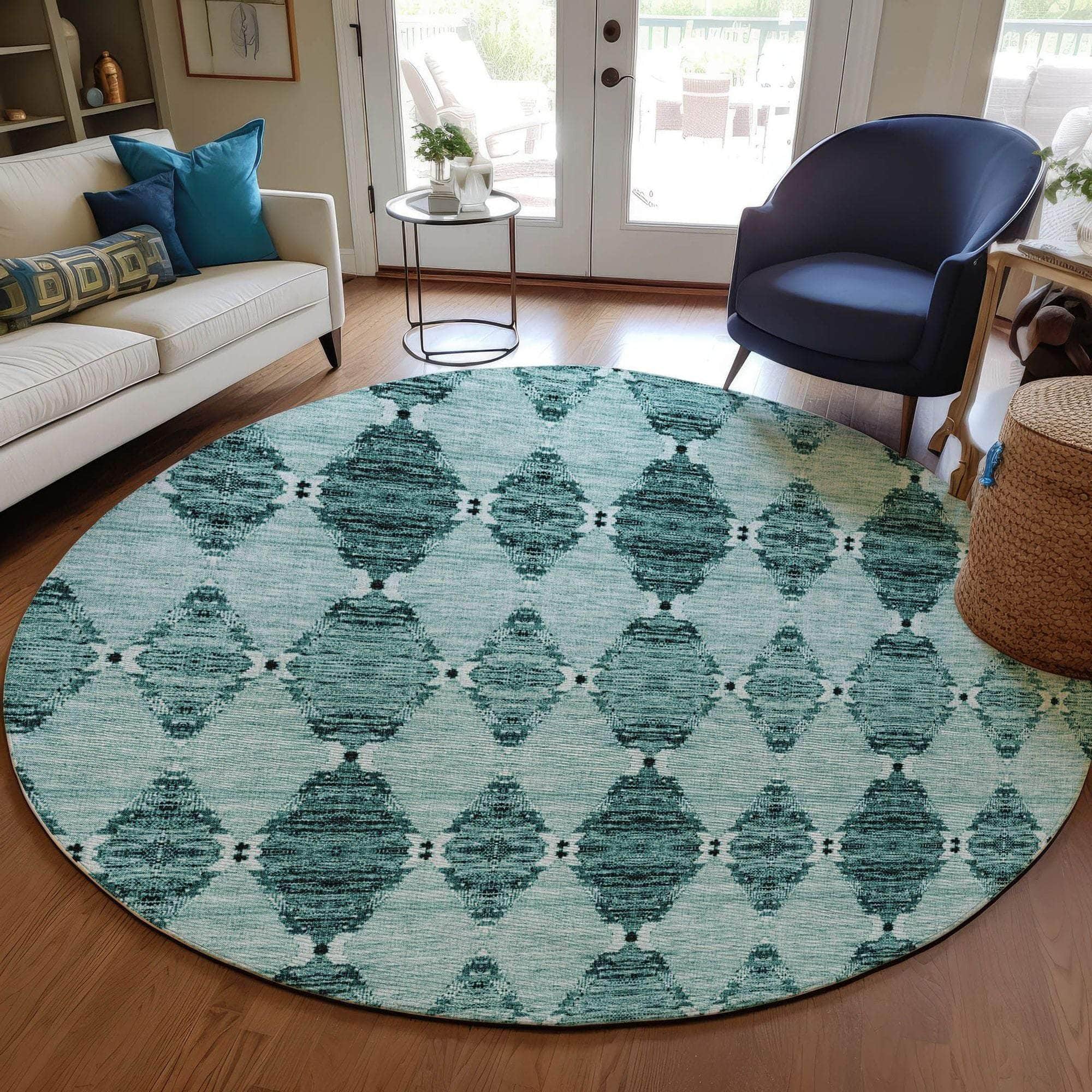 Machine Made ACN610 Teal Rugs