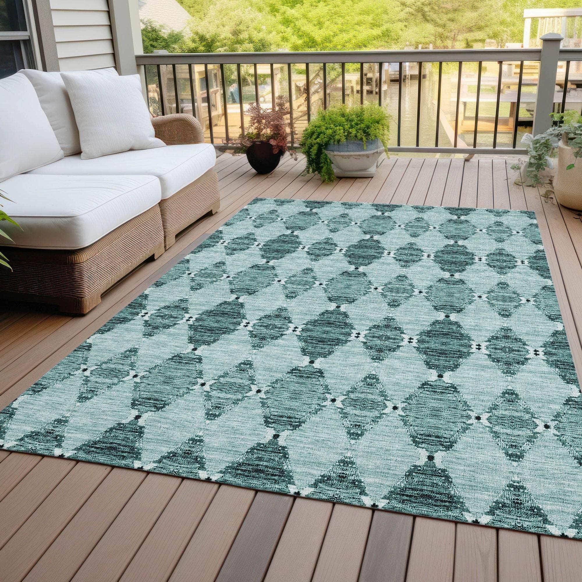 Machine Made ACN610 Teal Rugs