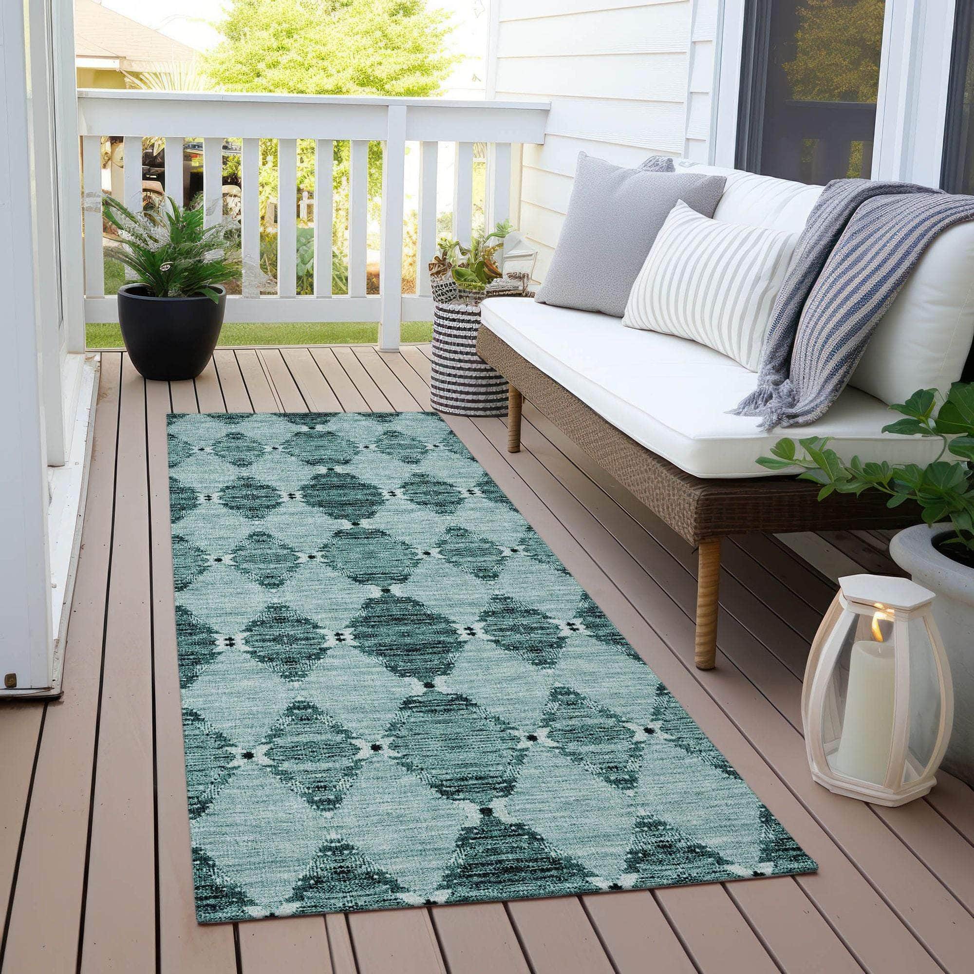 Machine Made ACN610 Teal Rugs