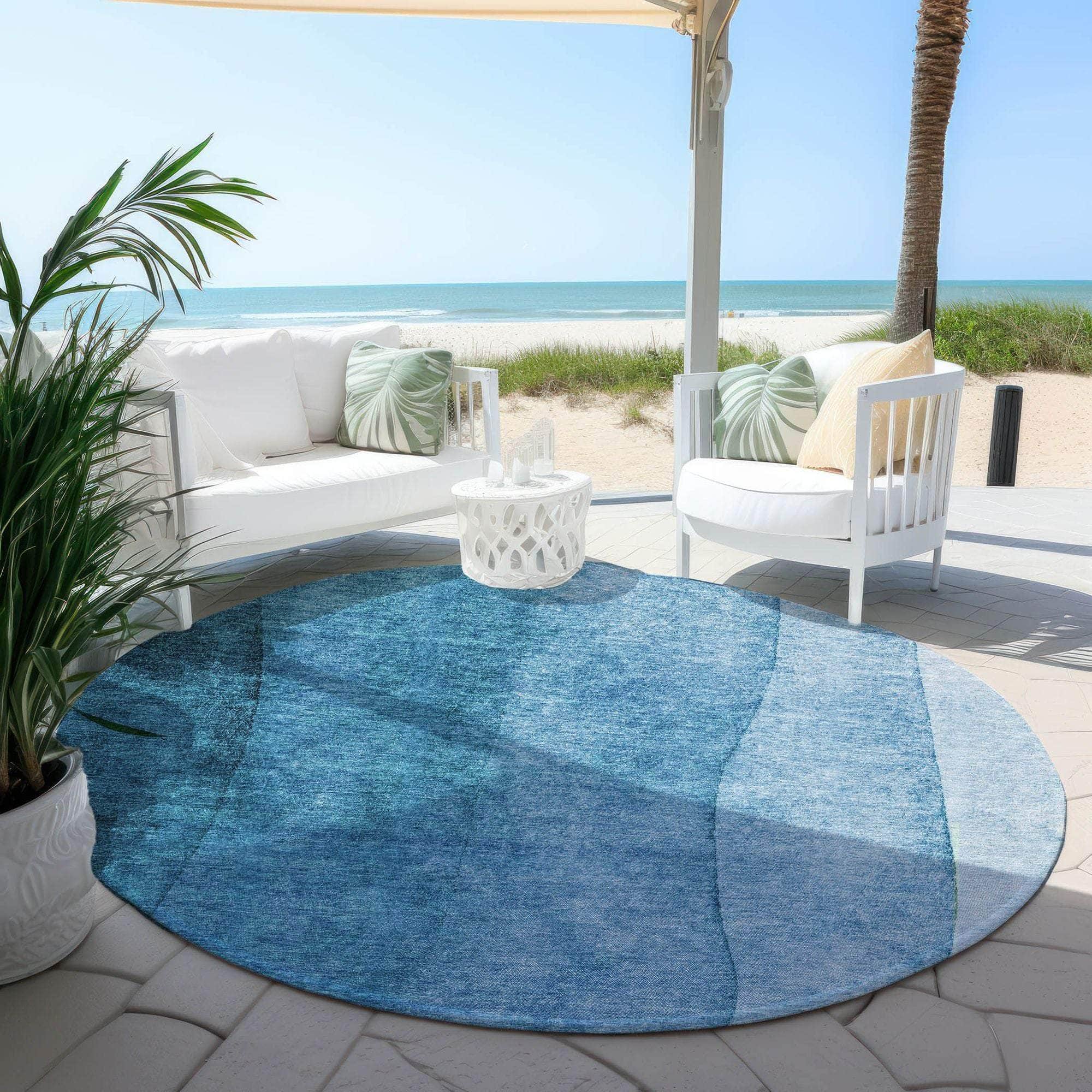 Machine Made ACN625 Teal Rugs