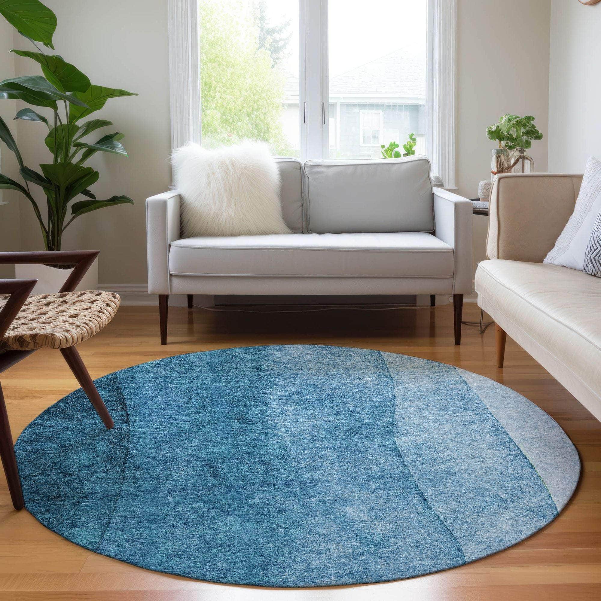Machine Made ACN625 Teal Rugs