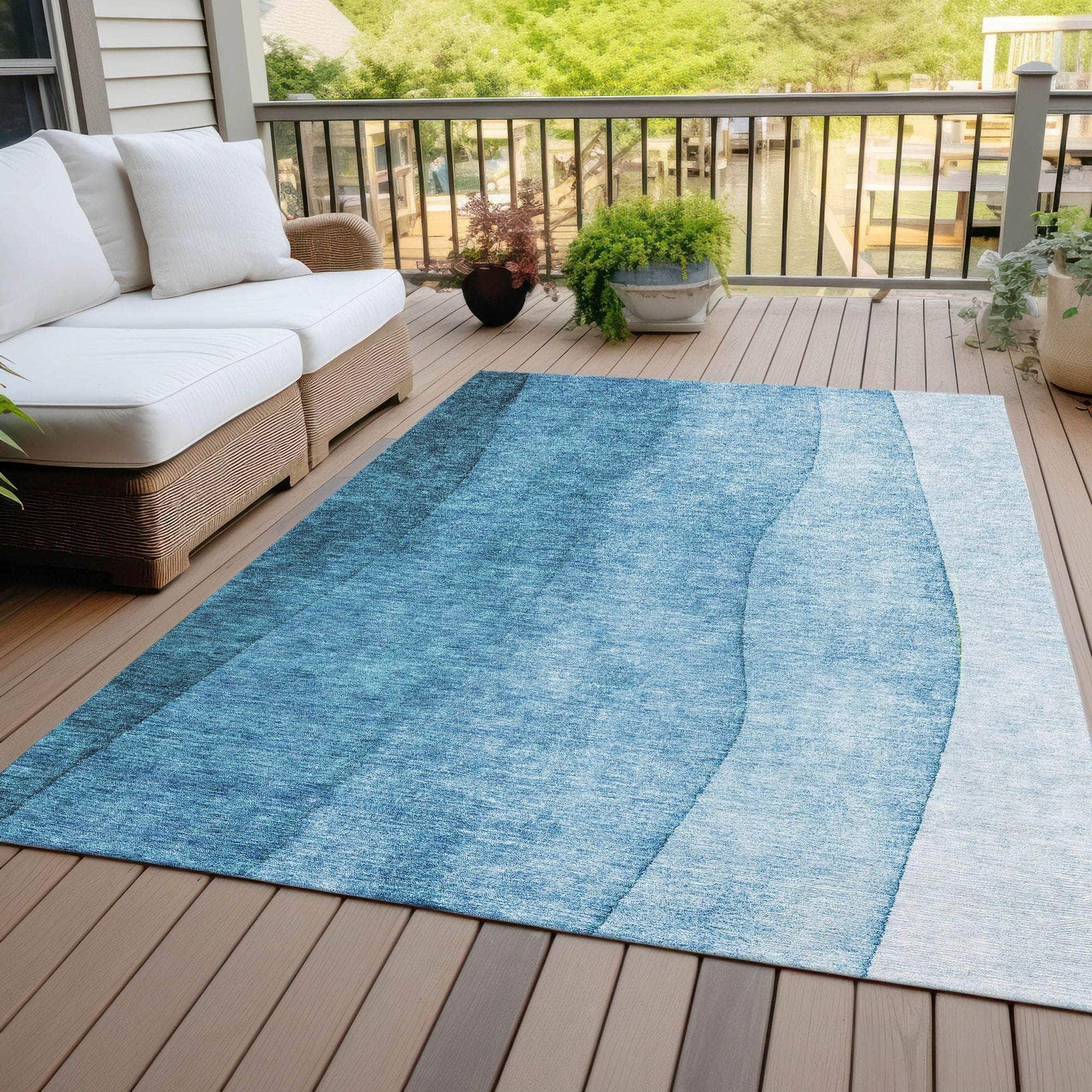 Machine Made ACN625 Teal Rugs