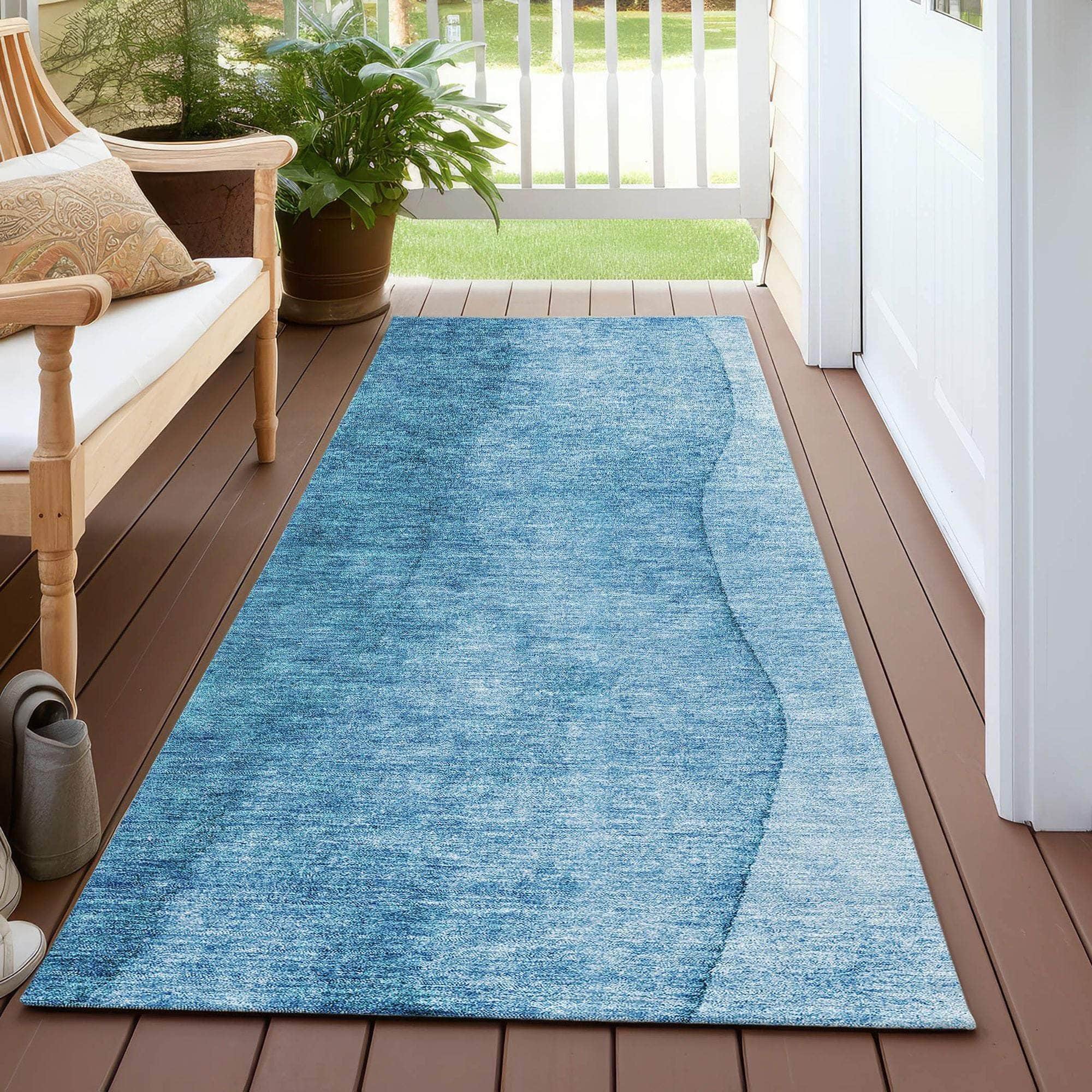 Machine Made ACN625 Teal Rugs