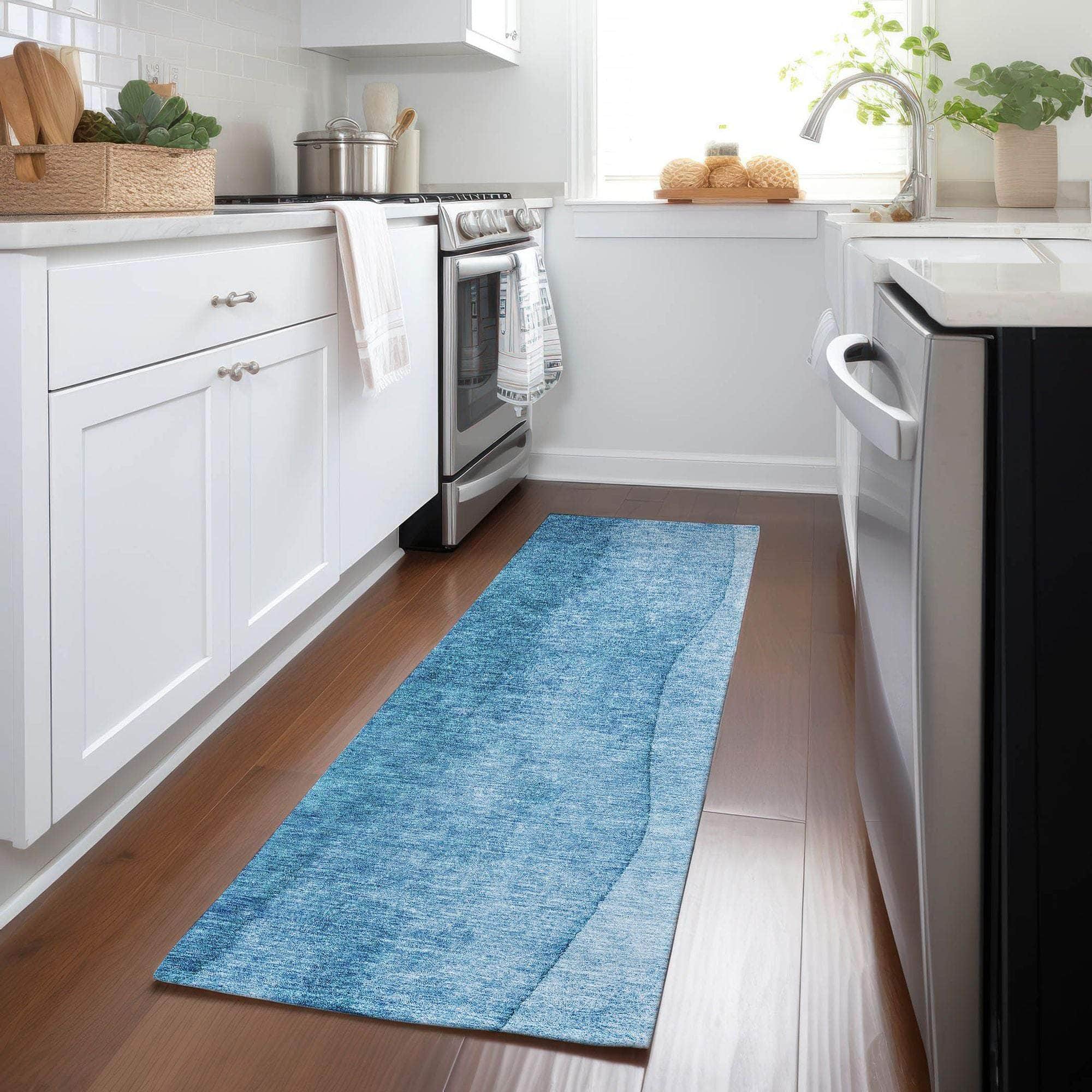 Machine Made ACN625 Teal Rugs