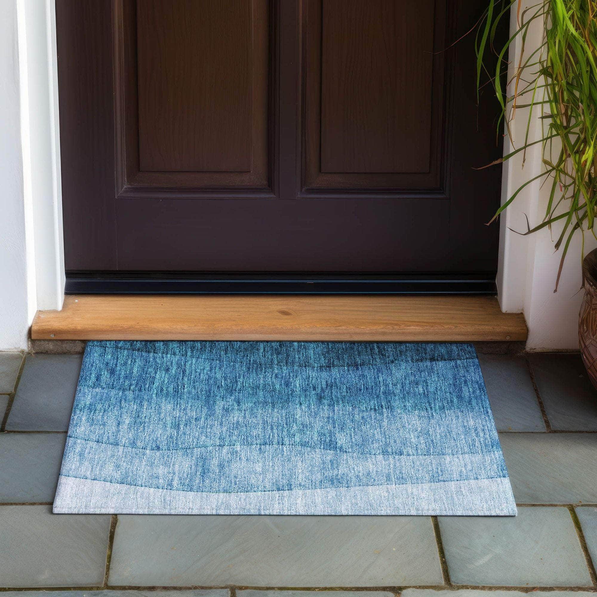 Machine Made ACN625 Teal Rugs