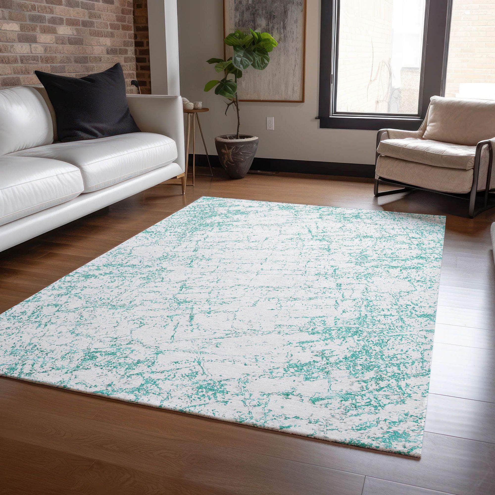Machine Made ACN606 Teal Rugs