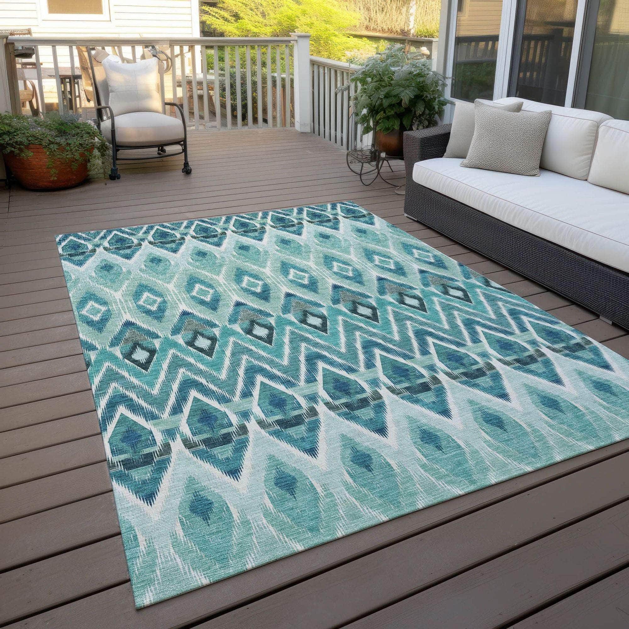 Machine Made ACN617 Teal Rugs
