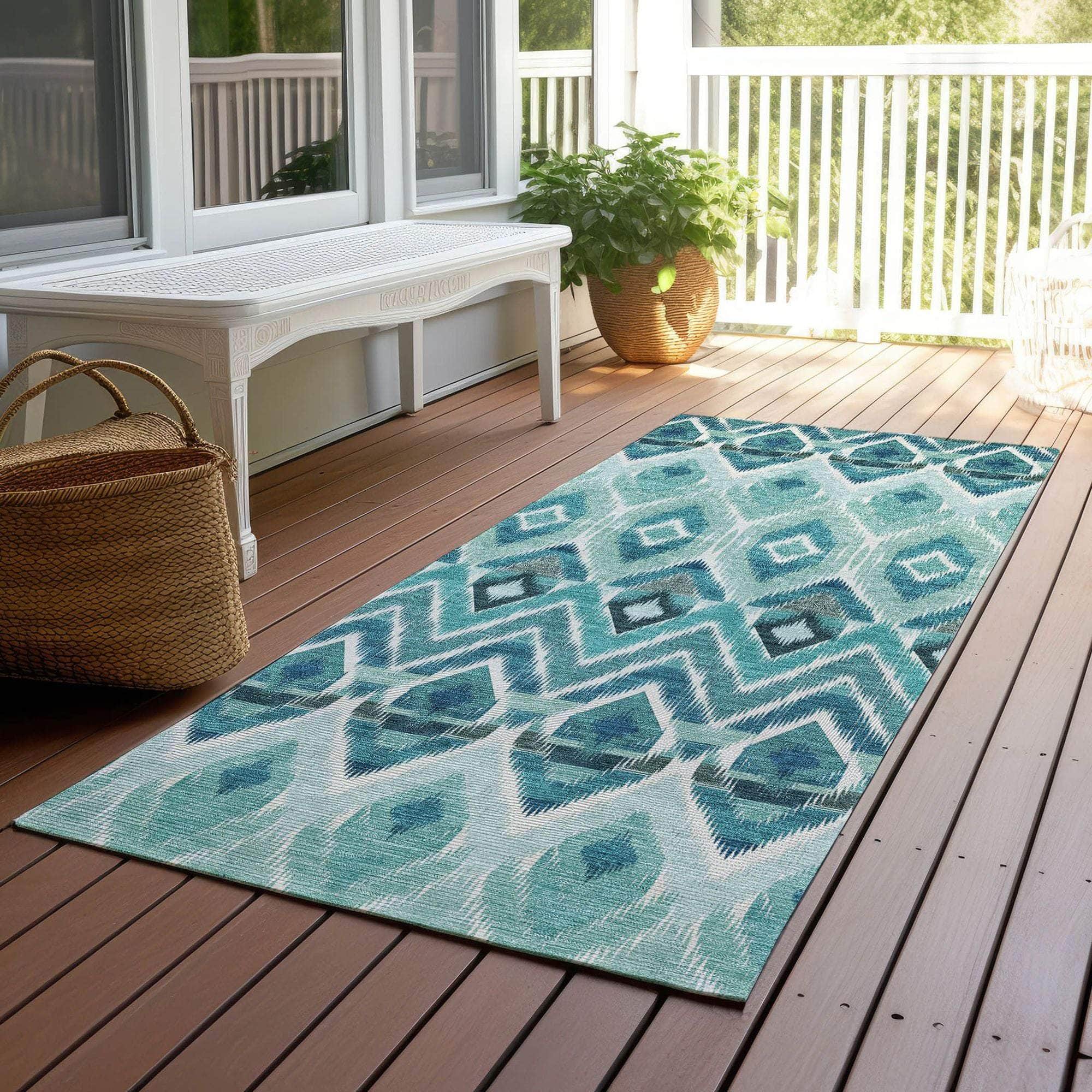 Machine Made ACN617 Teal Rugs