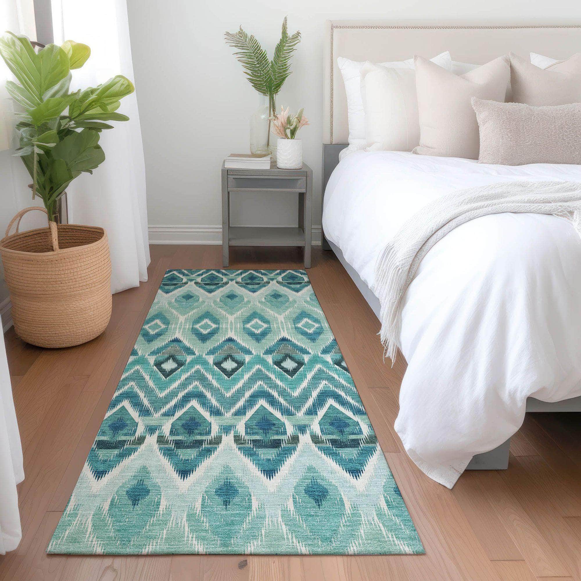 Machine Made ACN617 Teal Rugs
