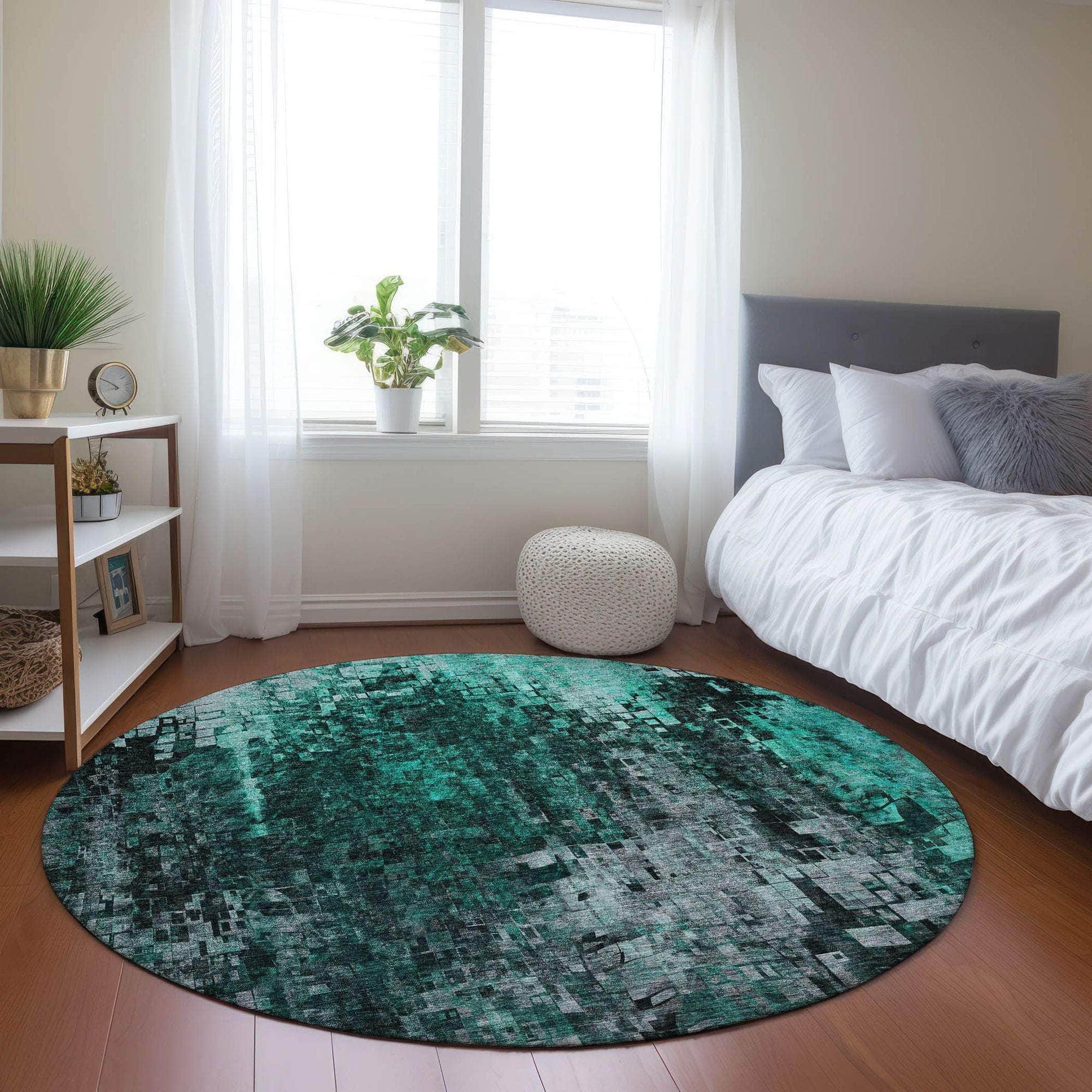 Machine Made ACN581 Teal Rugs