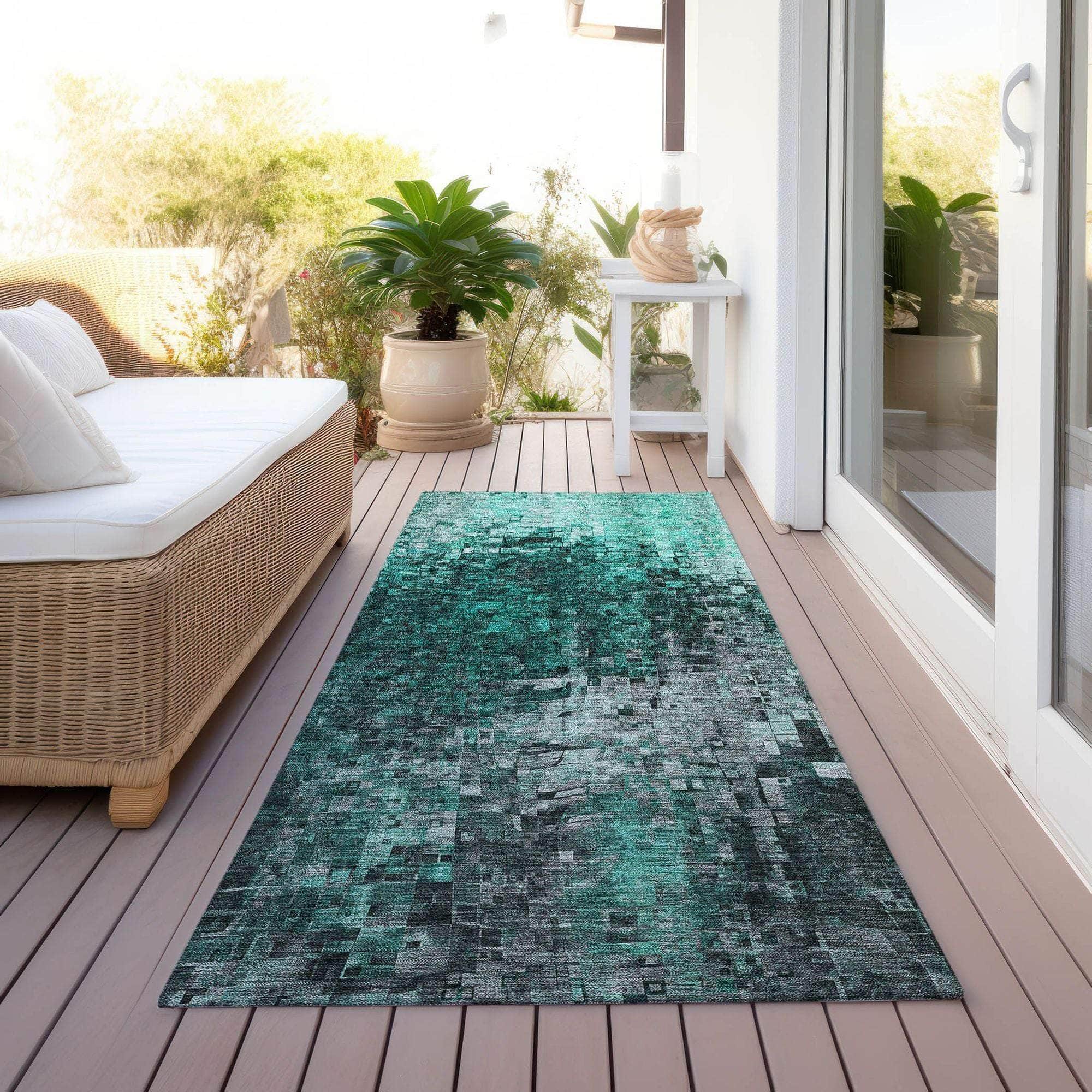 Machine Made ACN581 Teal Rugs