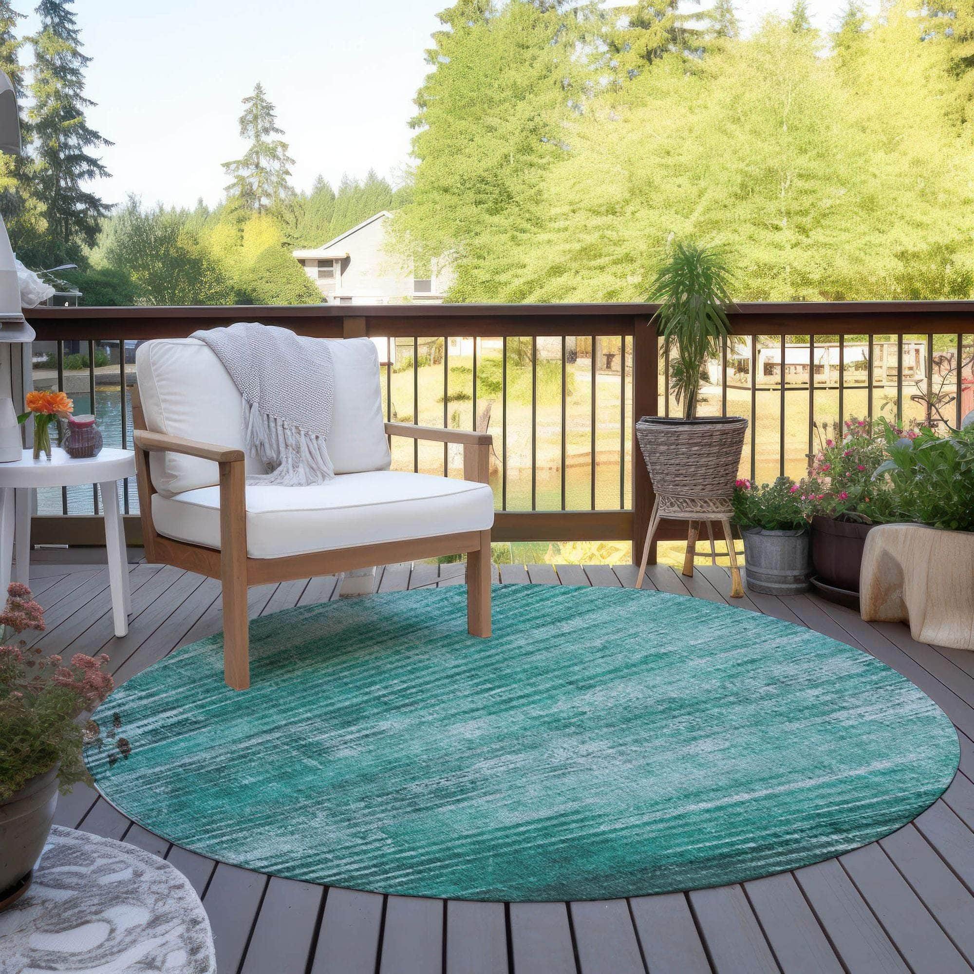 Machine Made ACN582 Teal Rugs
