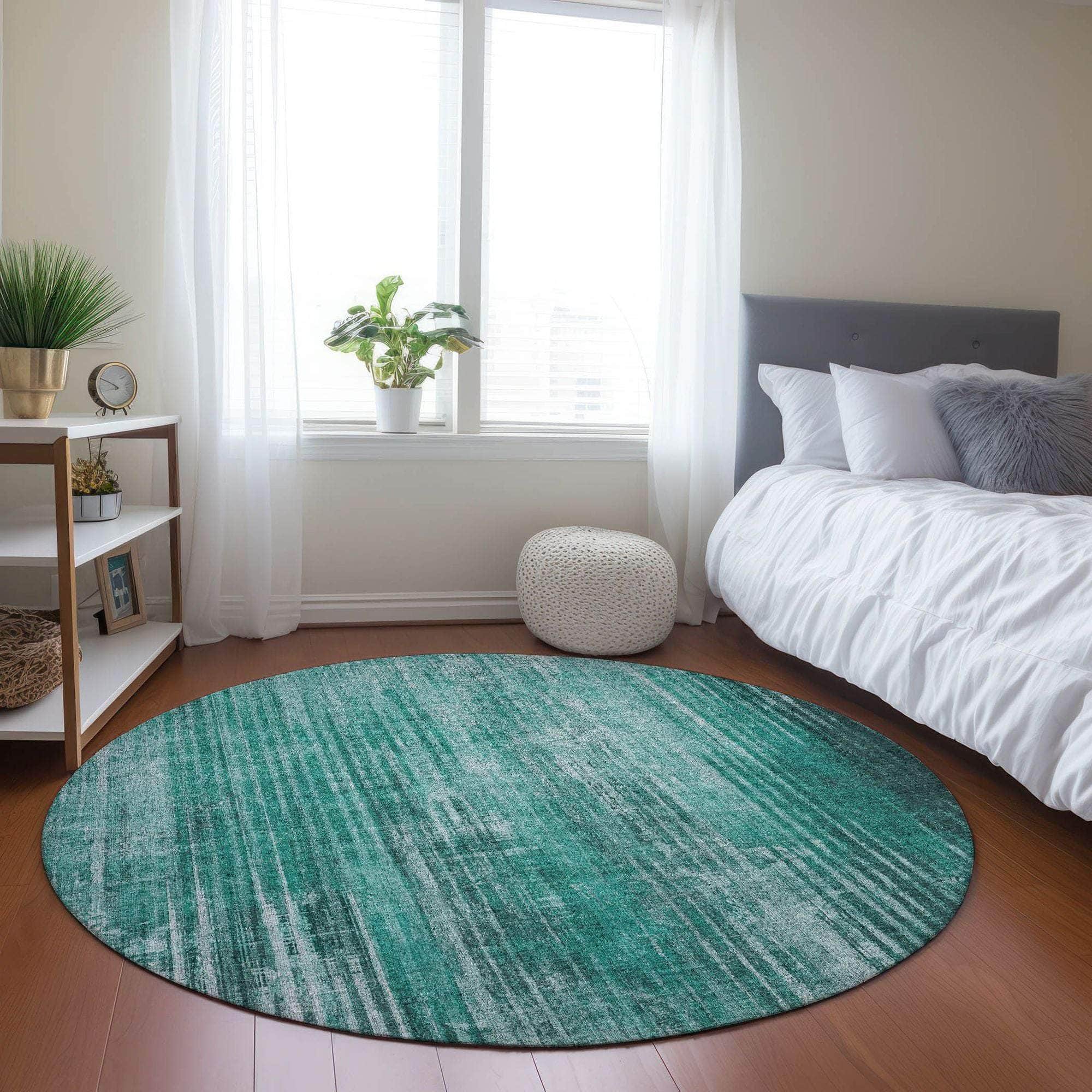 Machine Made ACN582 Teal Rugs