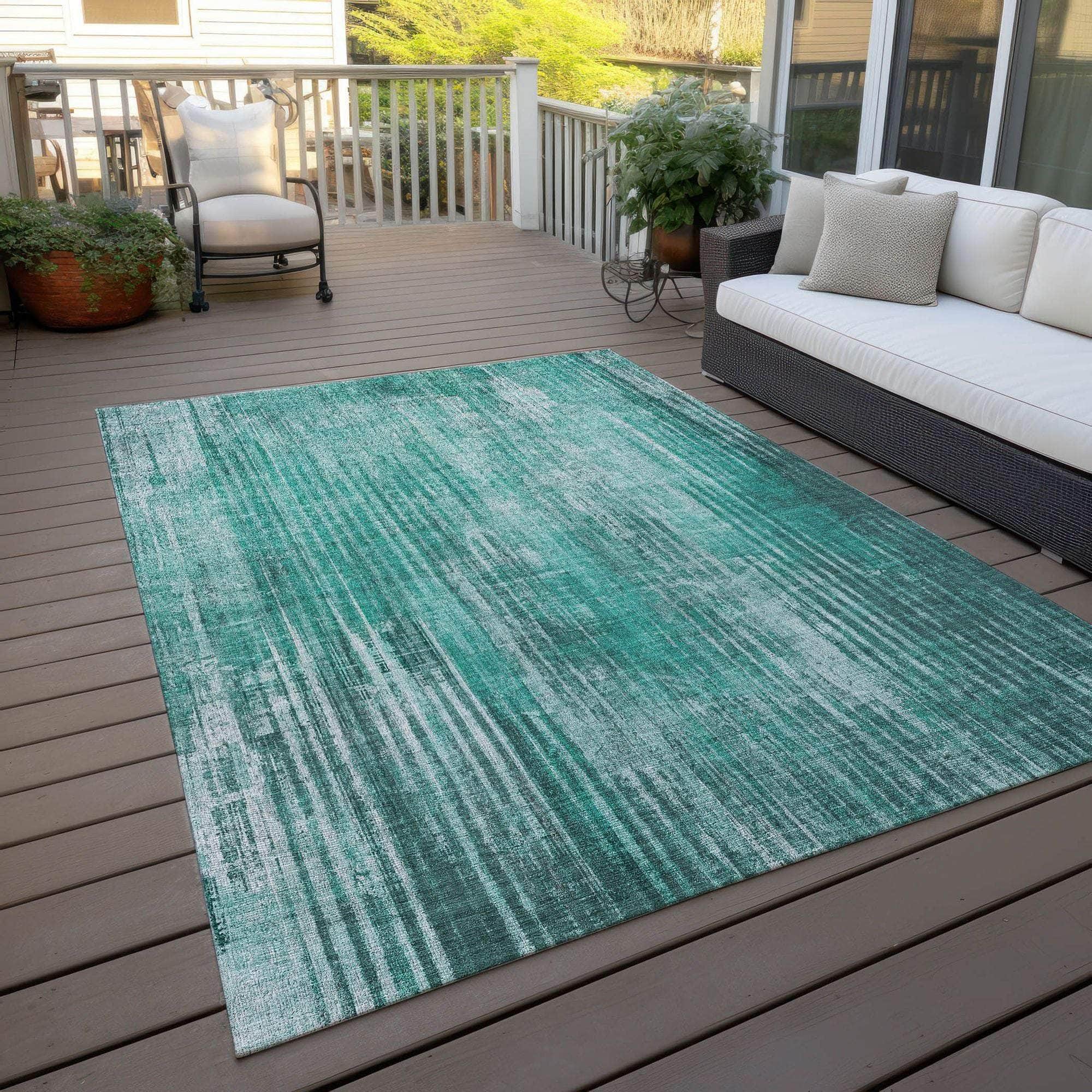 Machine Made ACN582 Teal Rugs