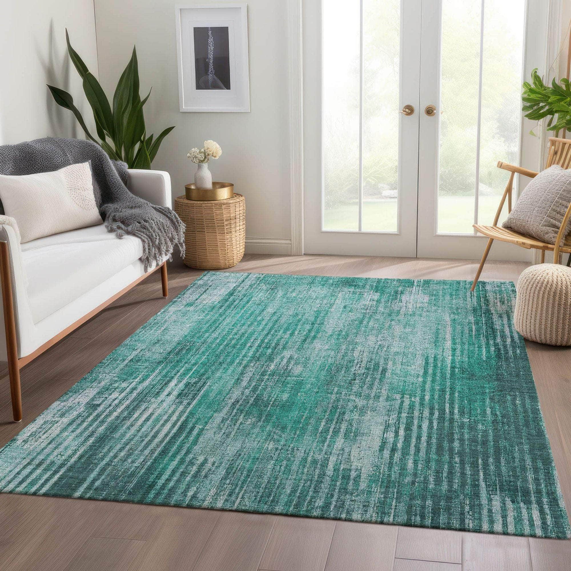 Machine Made ACN582 Teal Rugs