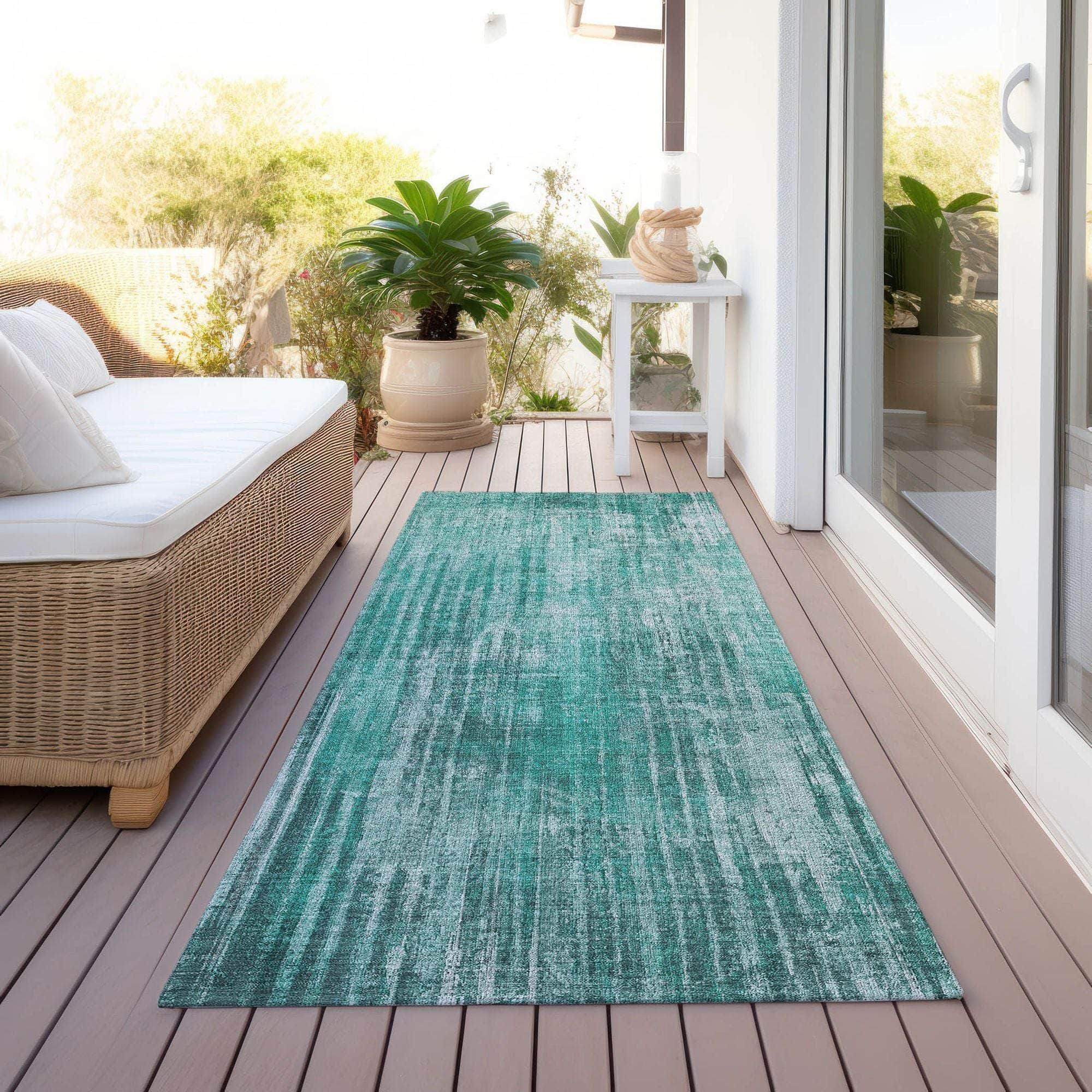 Machine Made ACN582 Teal Rugs