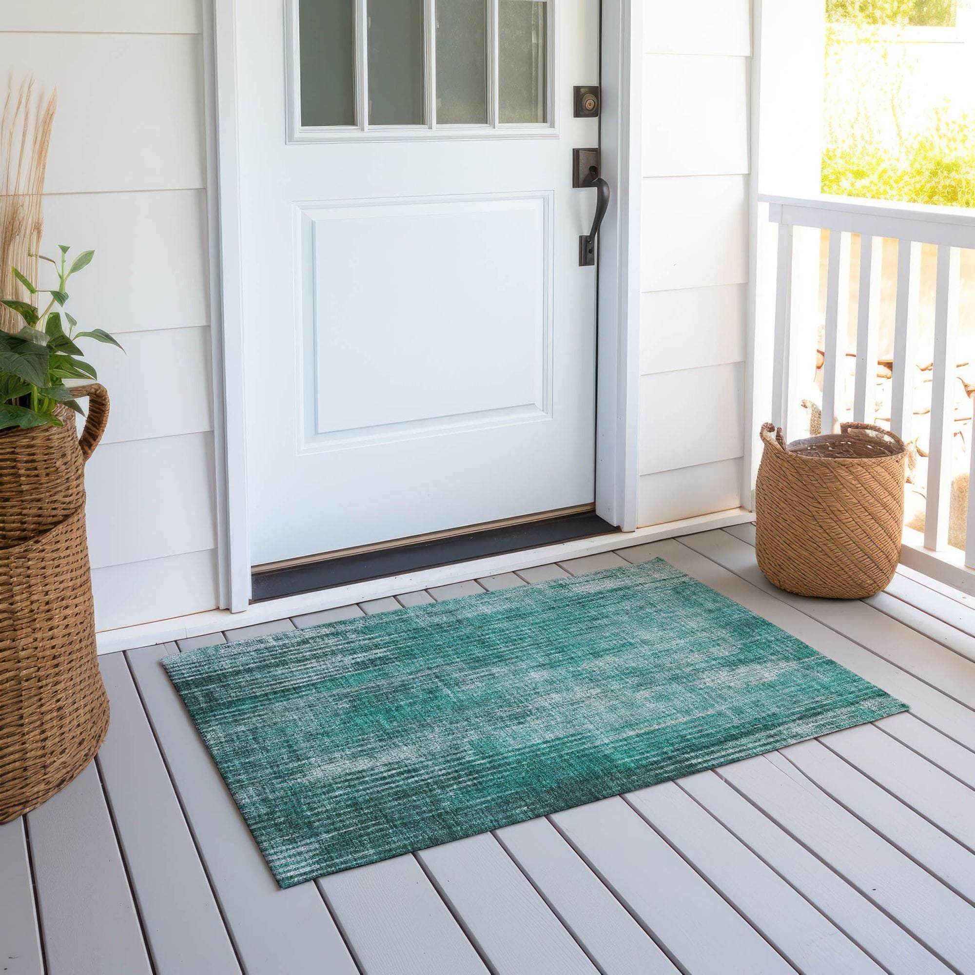 Machine Made ACN582 Teal Rugs