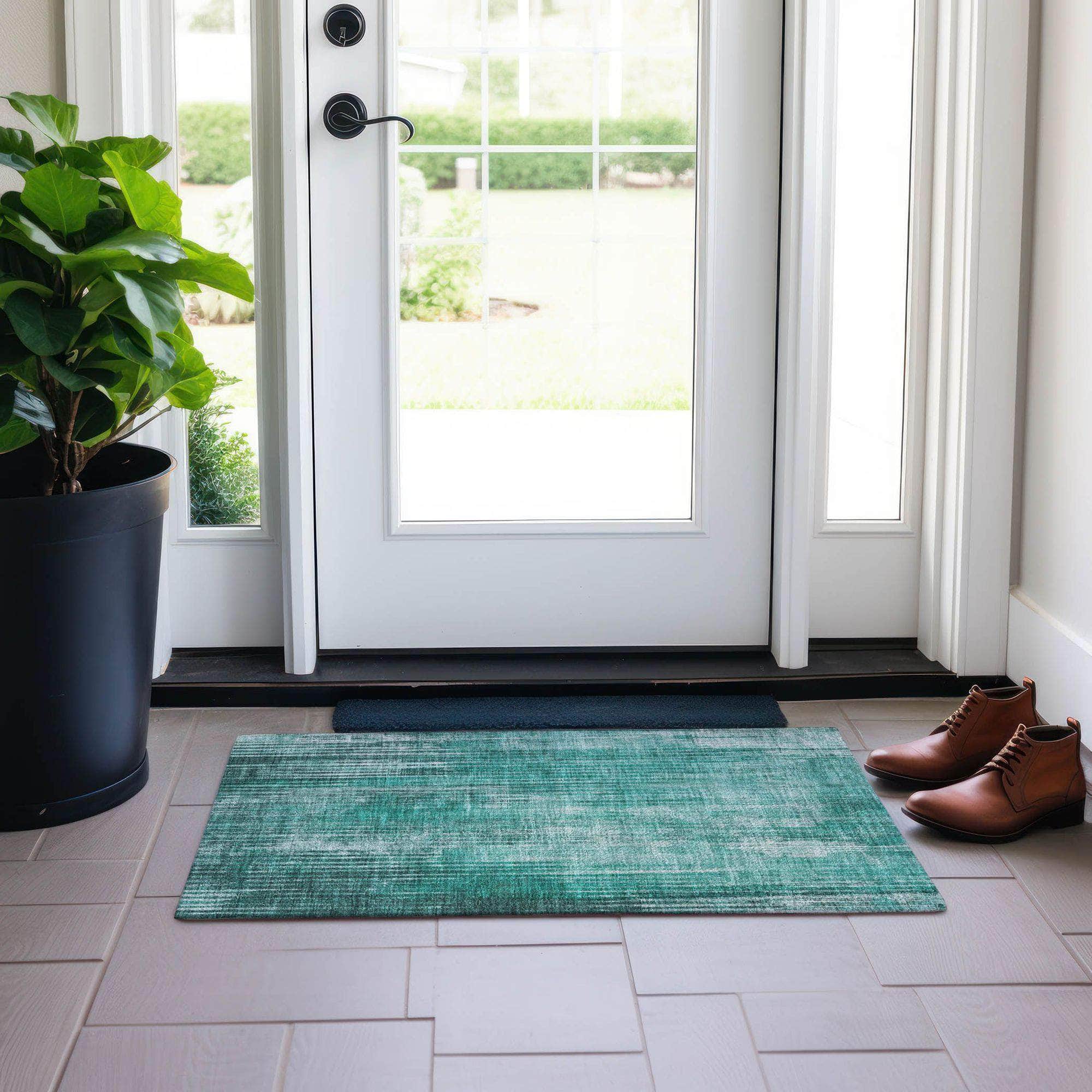 Machine Made ACN582 Teal Rugs