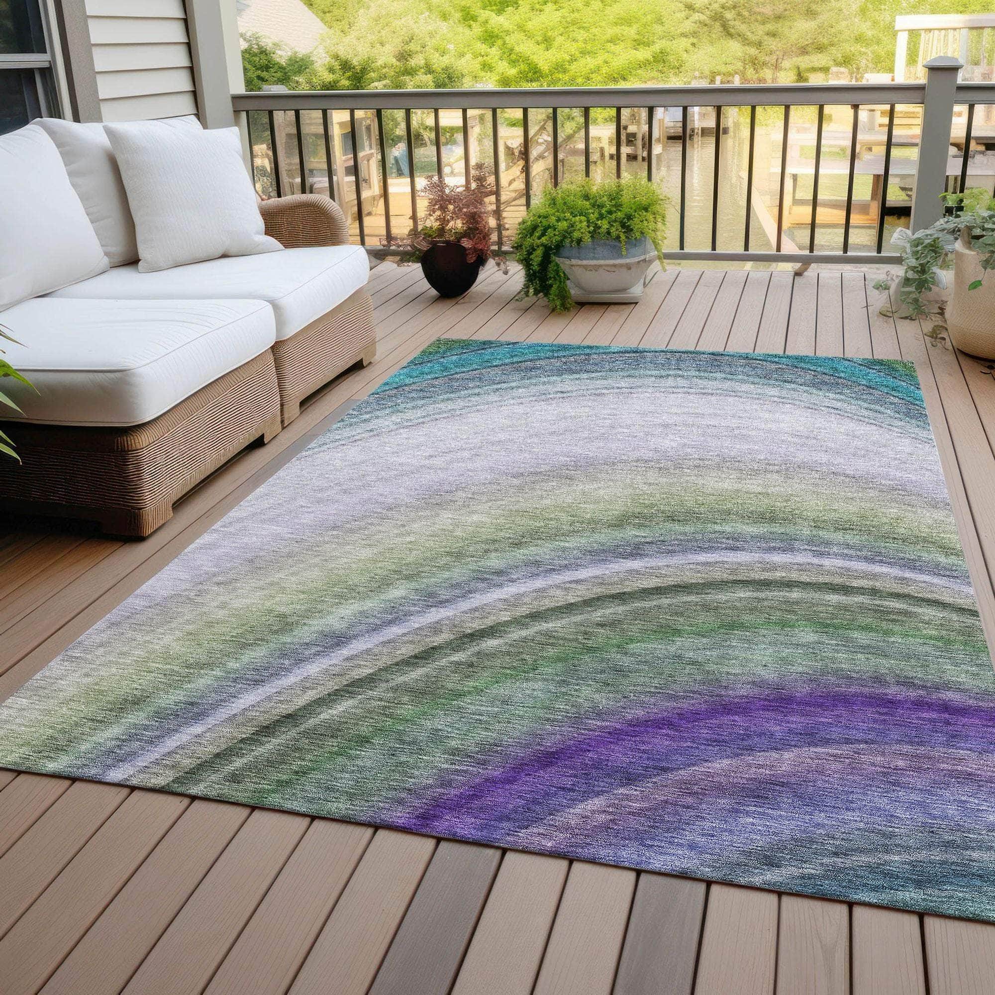Machine Made ACN584 Teal Rugs