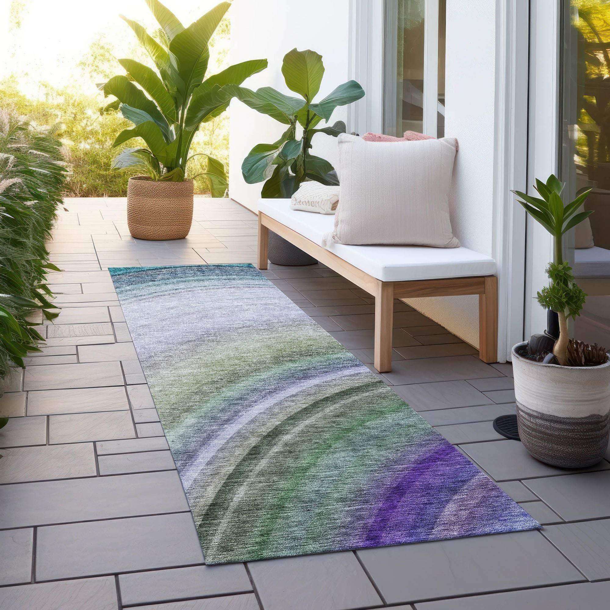 Machine Made ACN584 Teal Rugs