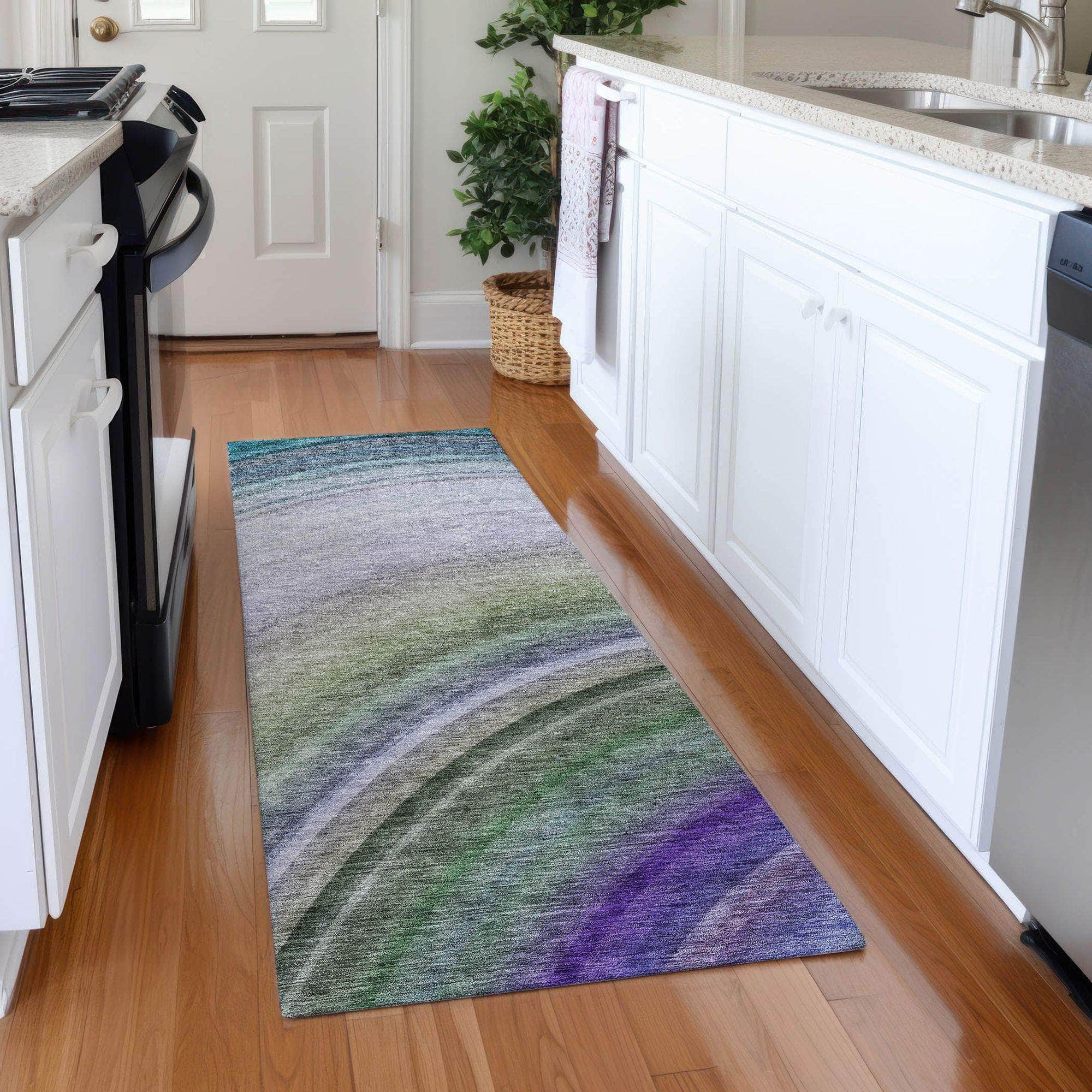 Machine Made ACN584 Teal Rugs