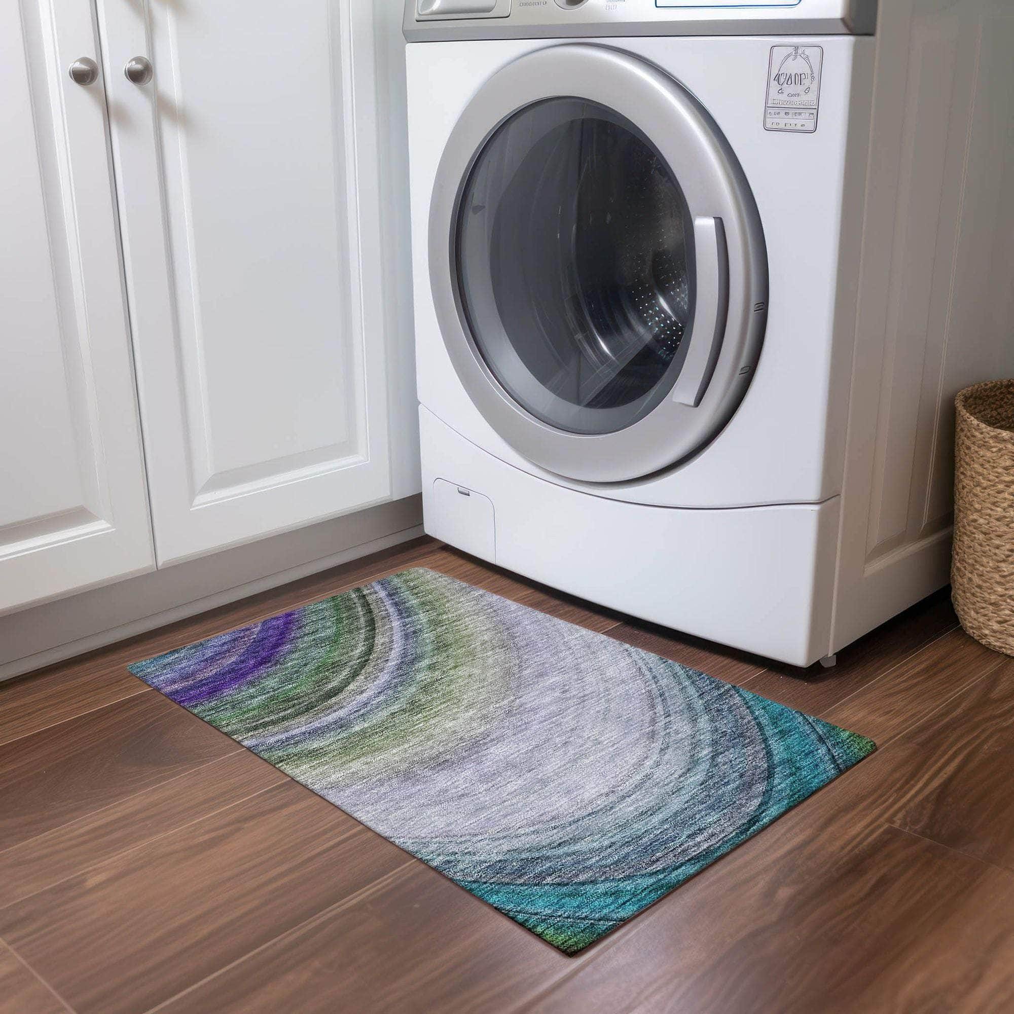 Machine Made ACN584 Teal Rugs