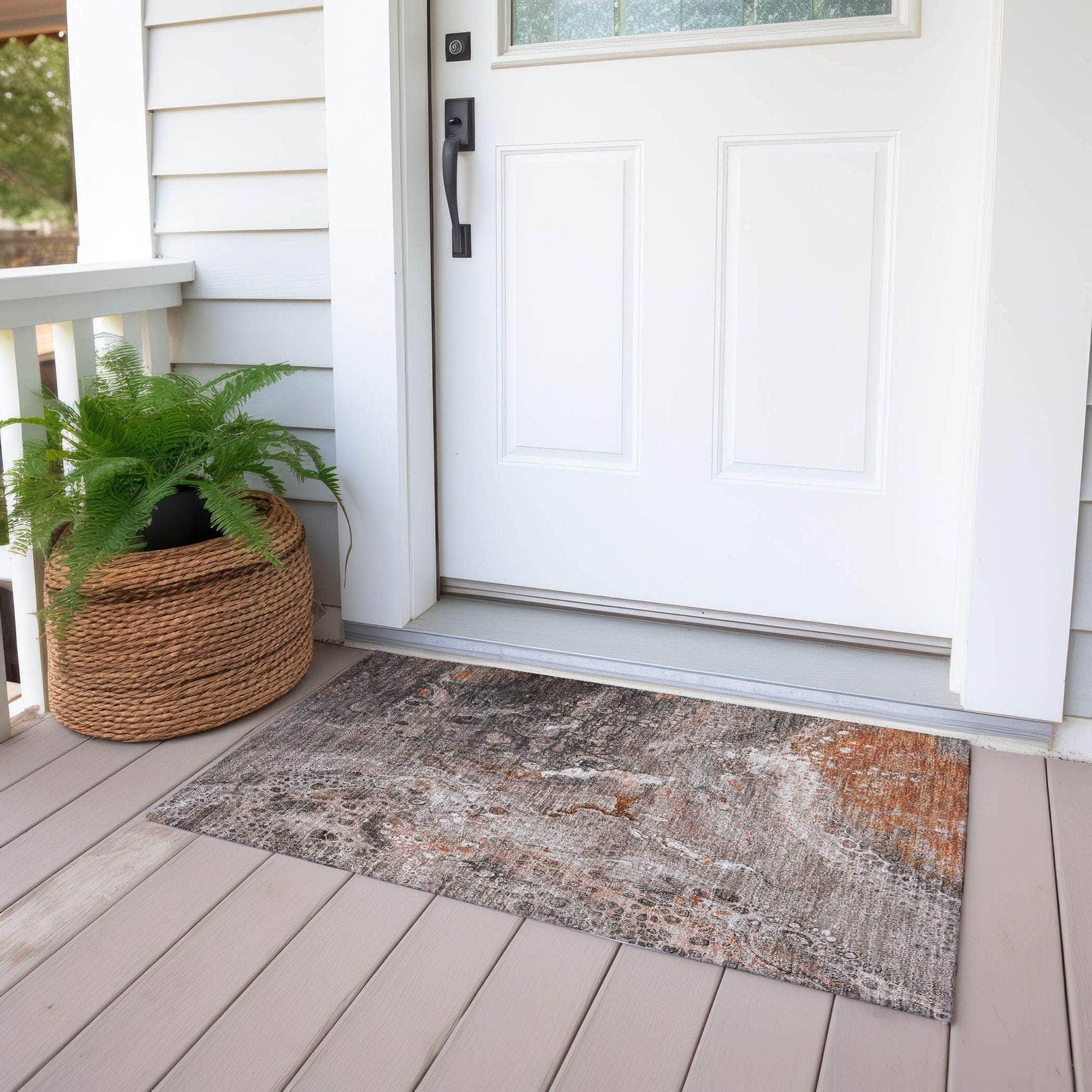 Machine Made ACN588 Terracotta Orange Rugs