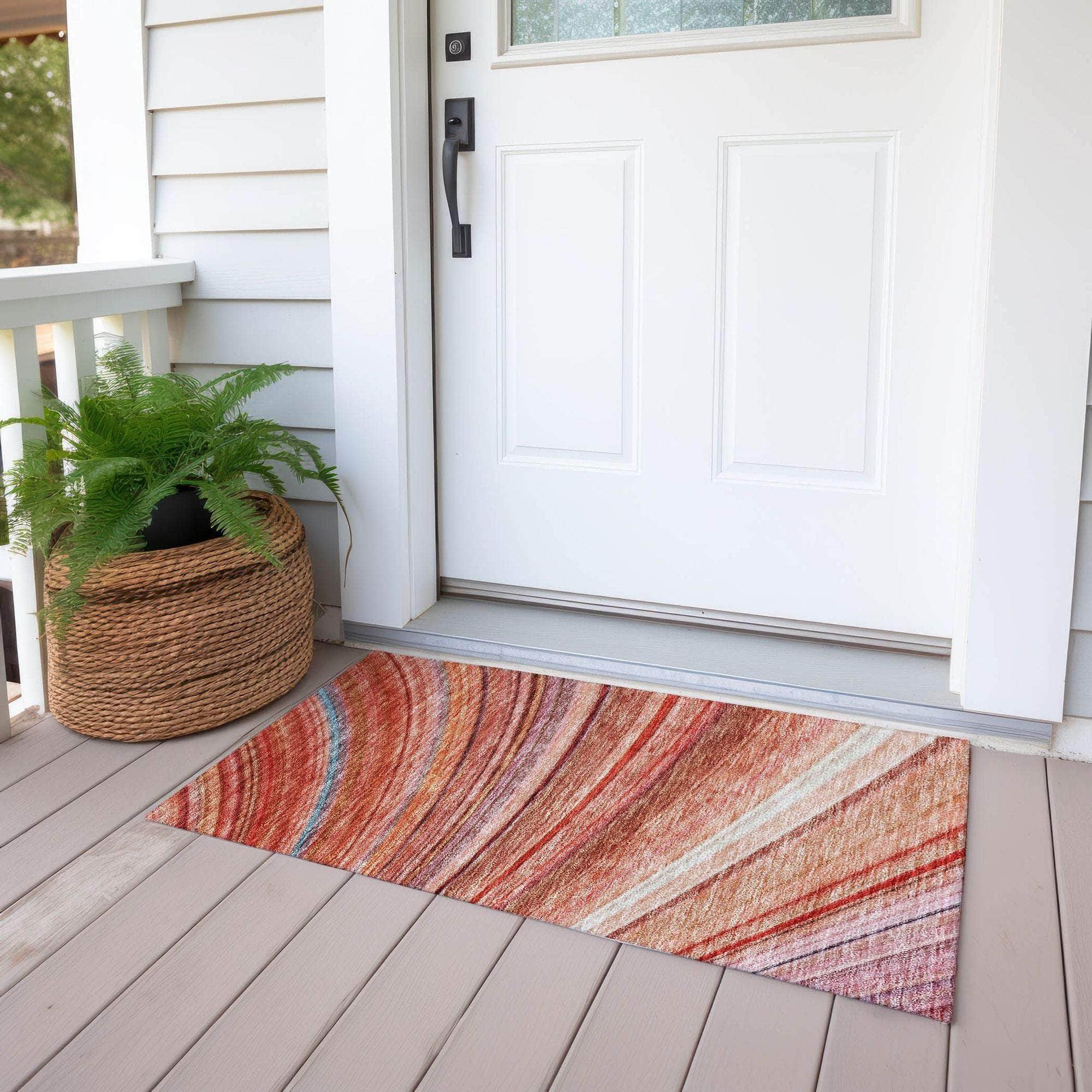 Machine Made ACN585 Terracotta Orange Rugs